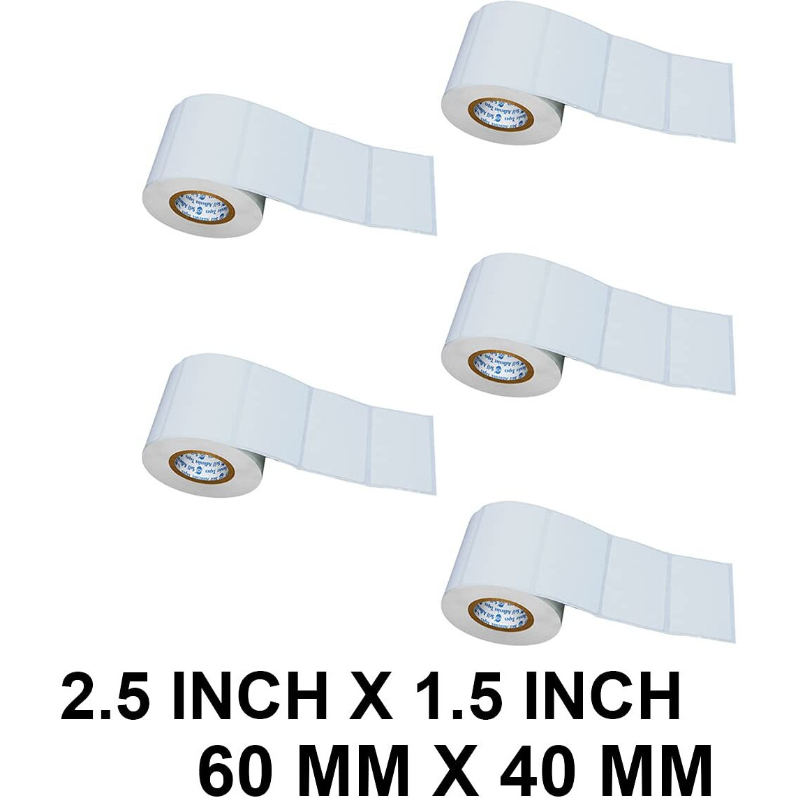 Vcr 2.5 X 1.5 Direct Thermal Barcode Label Sticker - 2.5 X 1.5 Inches - 60Mm X 40Mm - 500 Labels Per Roll - Pack Of 5 Rolls - White Self Adhesive Sticker For Printing Barcoding Labels 1 Inch Core