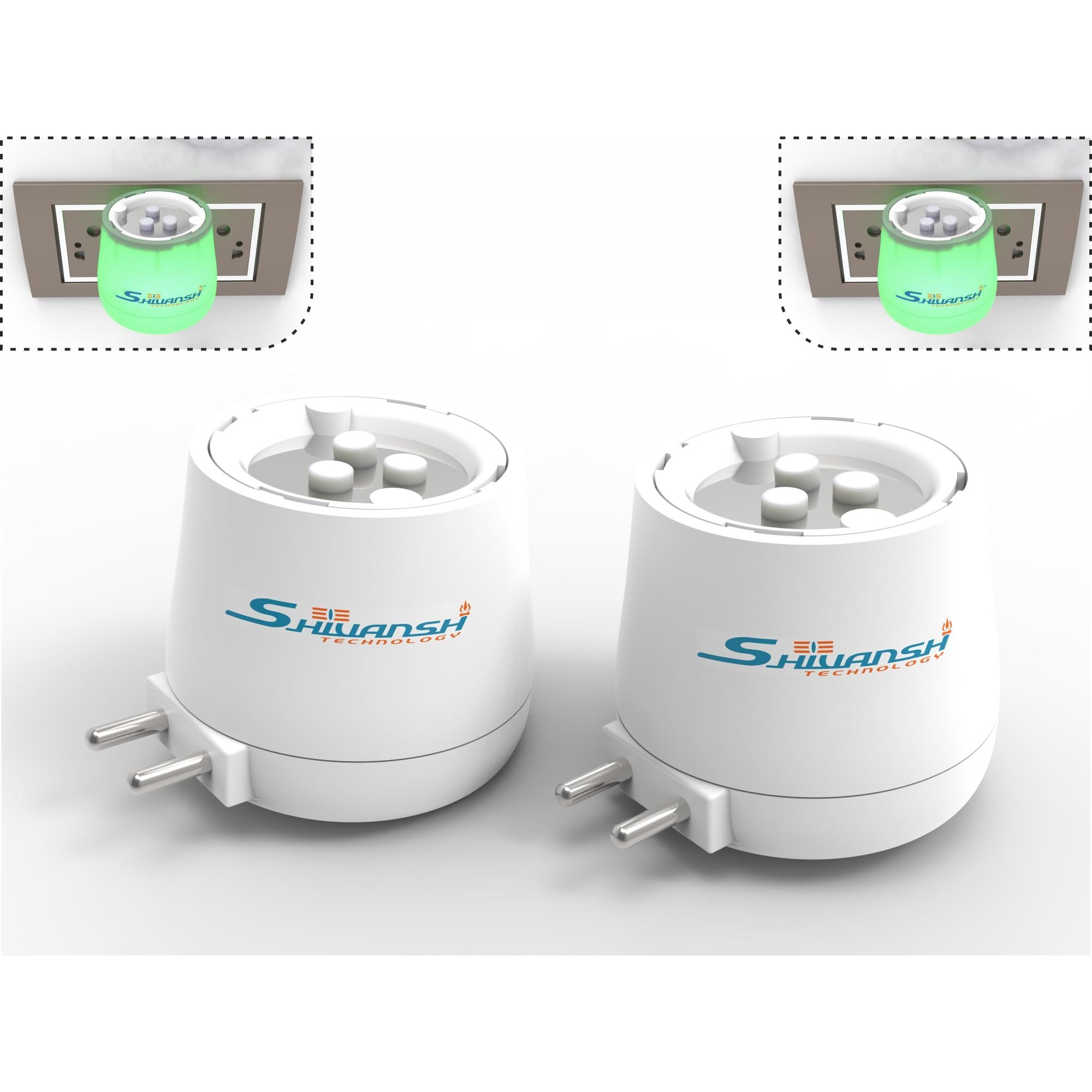 Shivansh Technology Plastic Multipurpose Camphor Oil Diffuser With Night Lamp,Kapoor Dani,Aroma Diffuser,Incense Burner,Relax And Rejuvenate With Our Oil Diffuser And Night Lamp,Green Light Pack Of 2