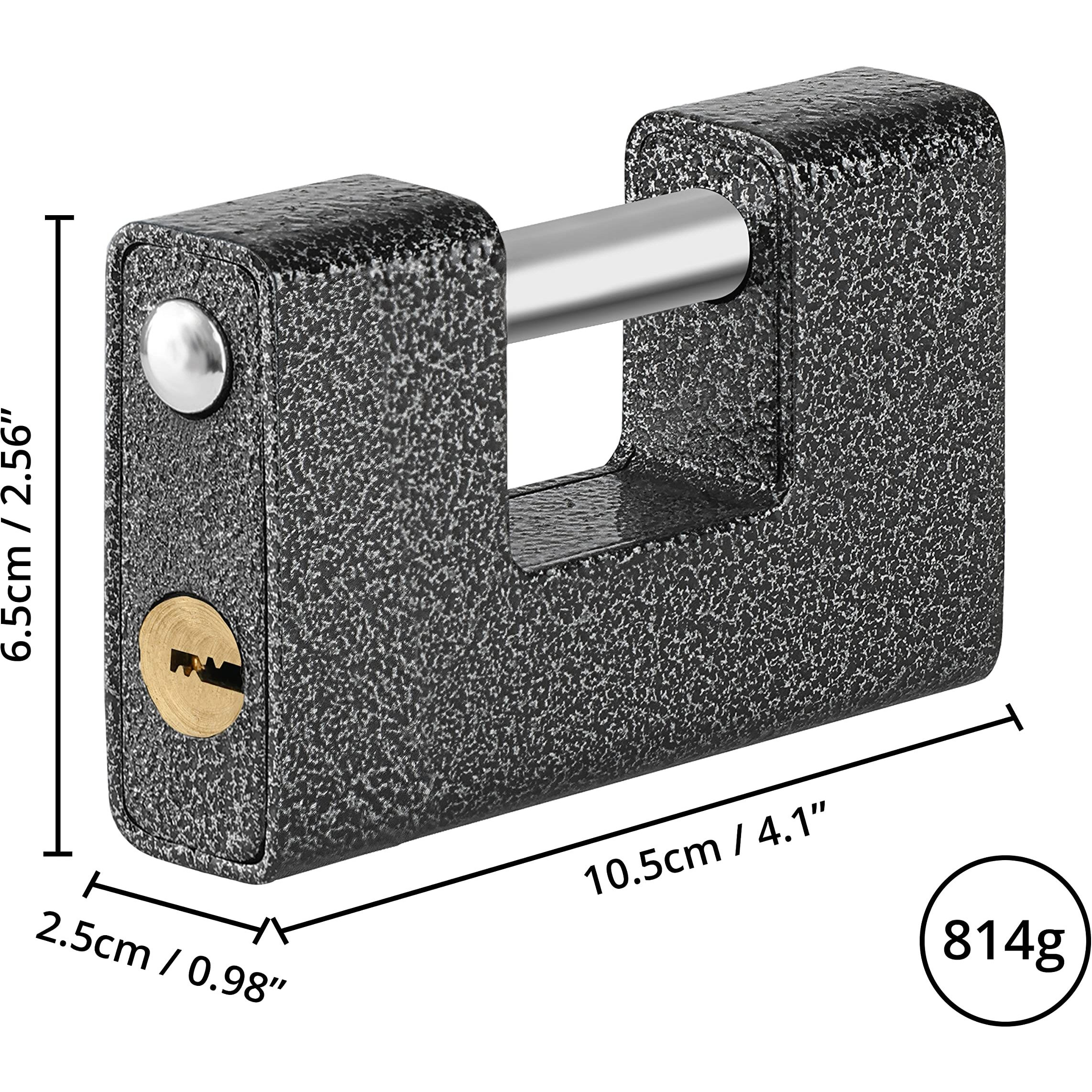 About Space Heavy Duty Padlock With 4 Keys - 814G Hardened Steel Security Padlock With Anti Drill & Pick Cylinder Security Shackle Chain Lock For Garage,Door,Containers,Shutter,Locker,Warehouse,Gates