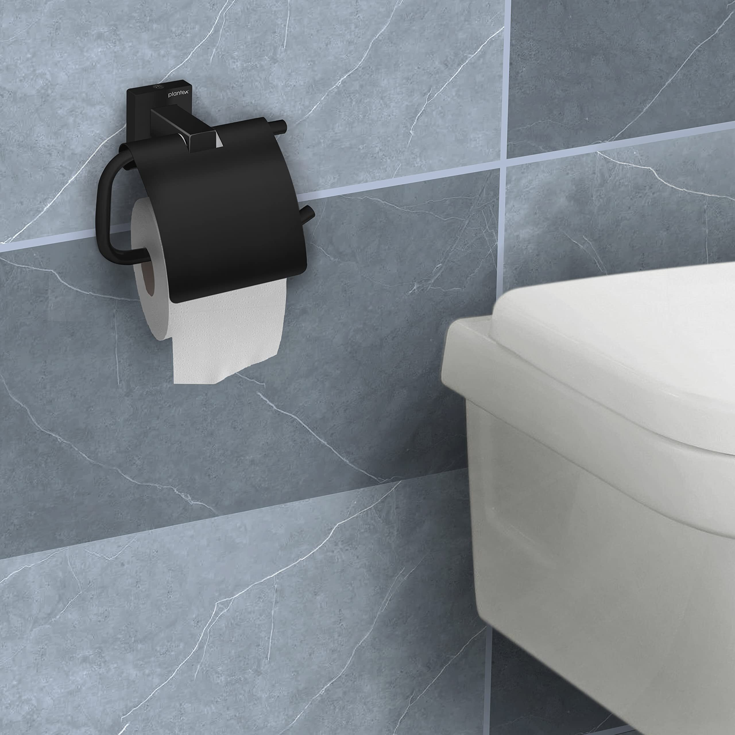 Plantex 304 Grade Stainless Toilet Paper Holder/Toilet Roll Holder/Bathroom Toilet Paper Holder/Bathroom Accessories - Splash (Black)