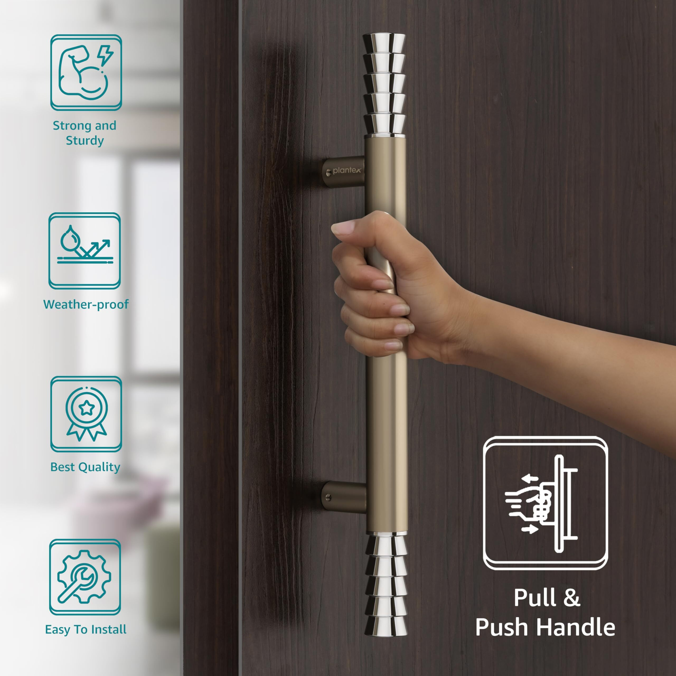Plantex Satin White Lotus Main Door Handle For Pull And Push Operations (Model-103), Pull Handle - 3 Years Warranty