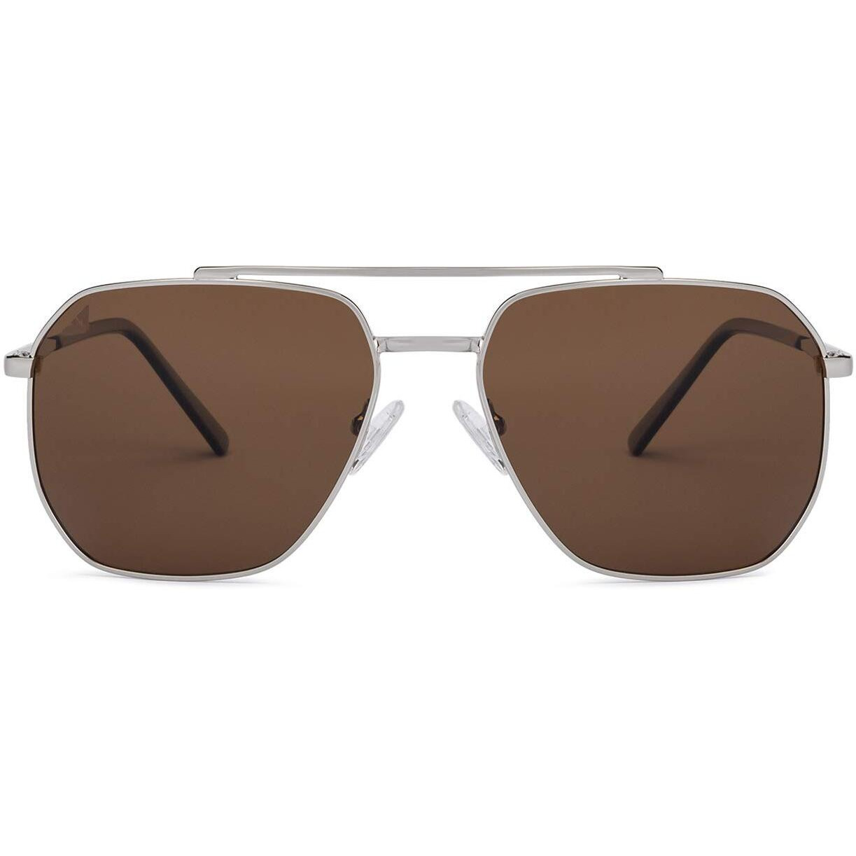 Vincent Chase Eyewear By Lenskart | Full Rim Square | Polarization And 100% Uv Protected Sunglasses | Men & Women | Large | Vc S12593/P Silver Frame/Lens Brown - Pack Of 1