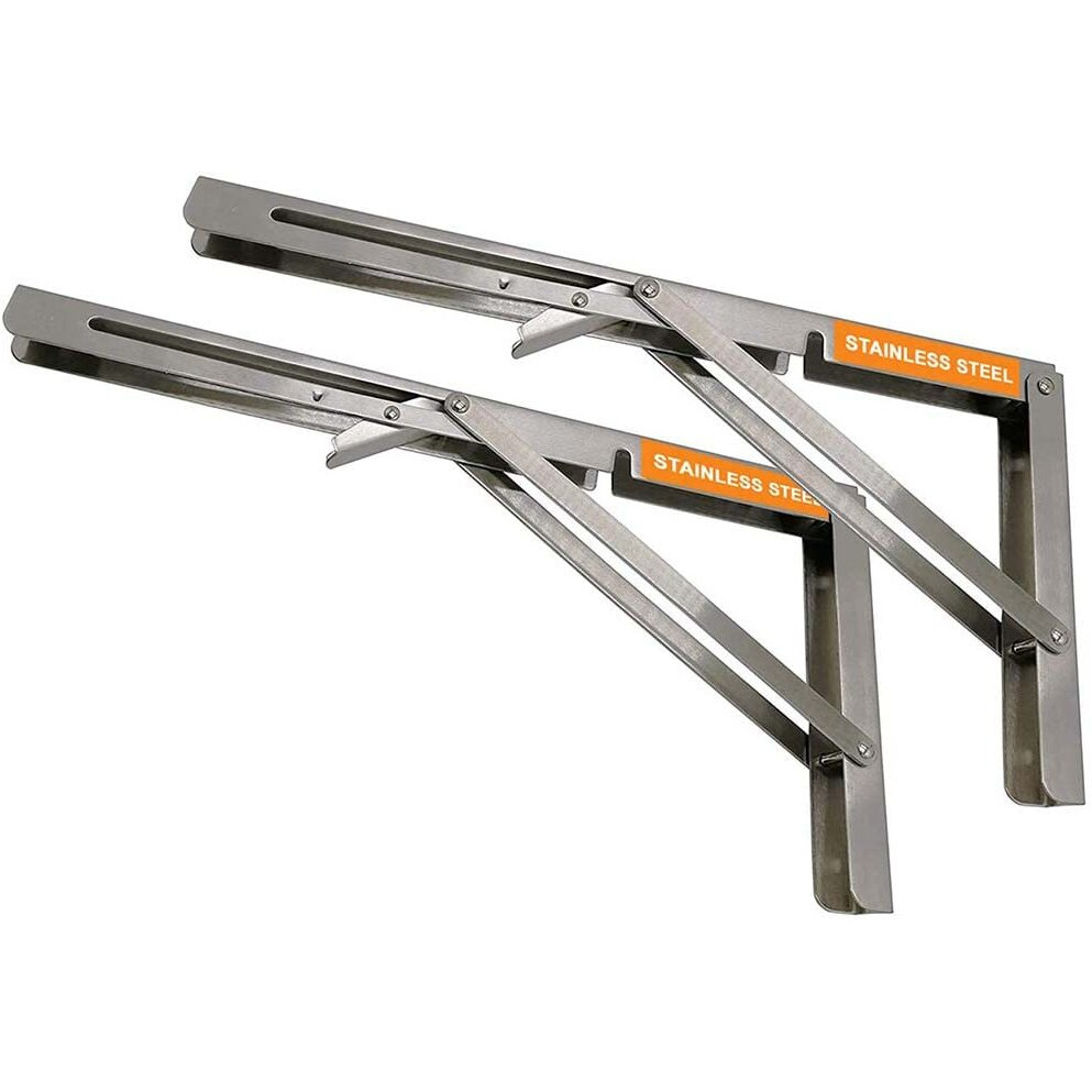 Volo Premium 300Mm/ 12" Foldable Stainless Steel Multipurpose Bracket, Shelf Bracket, L Bracket, Wall Brackets, Wall Angle Bracket, Folding Table Bracket With Fittings For Fold Down Table.