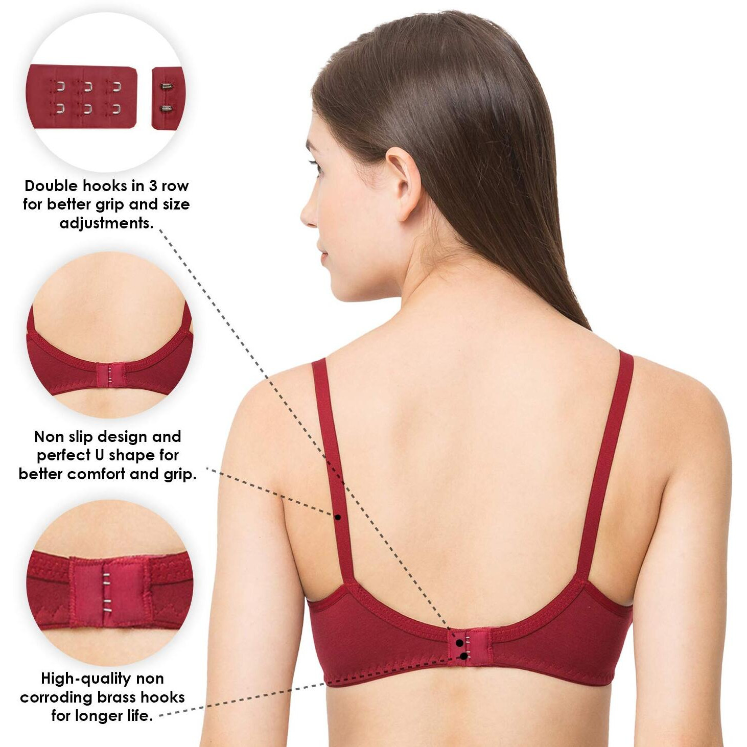 Momtobe Women's Cotton Non-Padded Wire-Free Feeding Bra (PinkPurpleMaroon, 36)