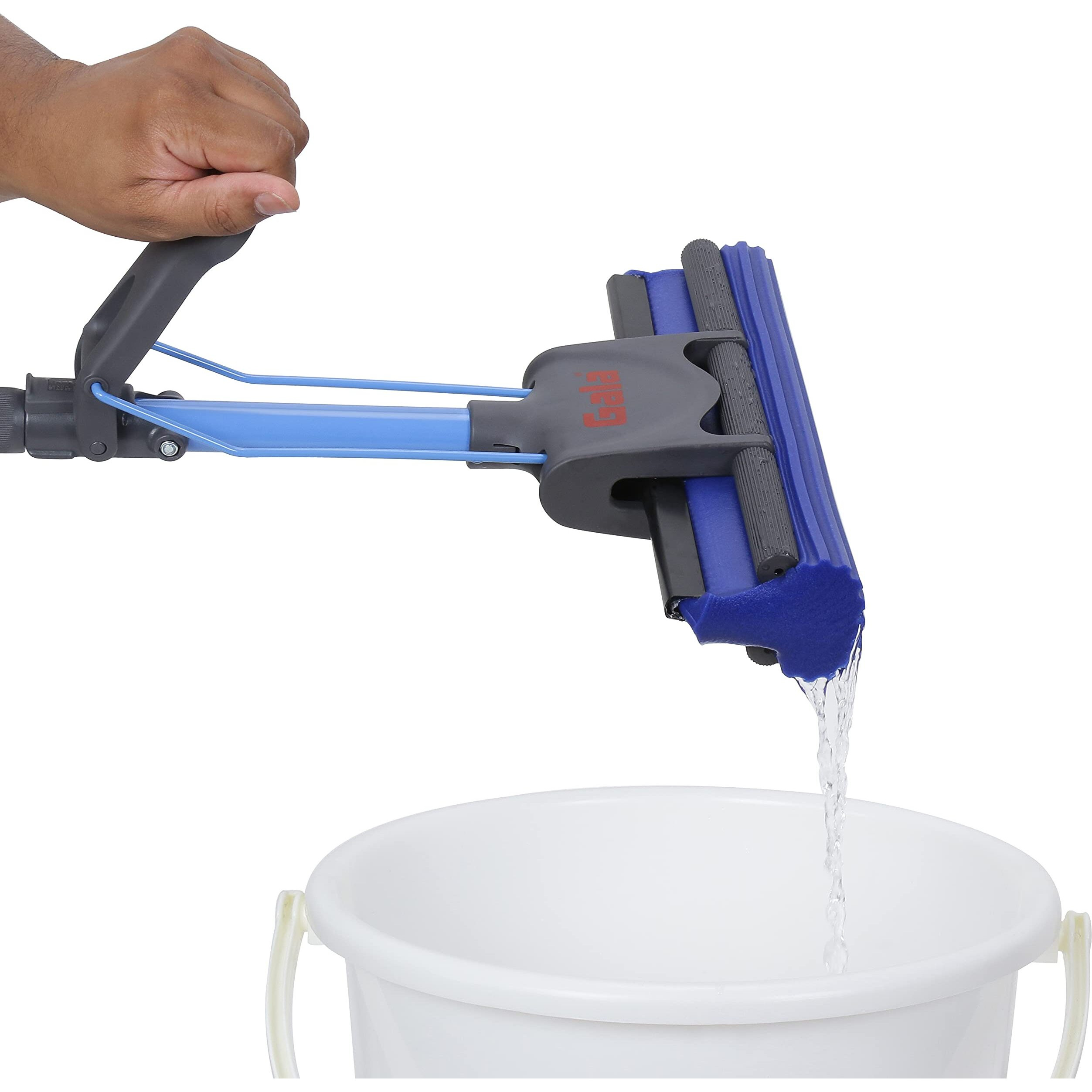 Gala Pva Sponge Mop For Floor Cleaning, Stainless Steel Butterfly Mop For Cleaning Floor, Sponge Mop Stick For Bathroom Cleaning (Blue)