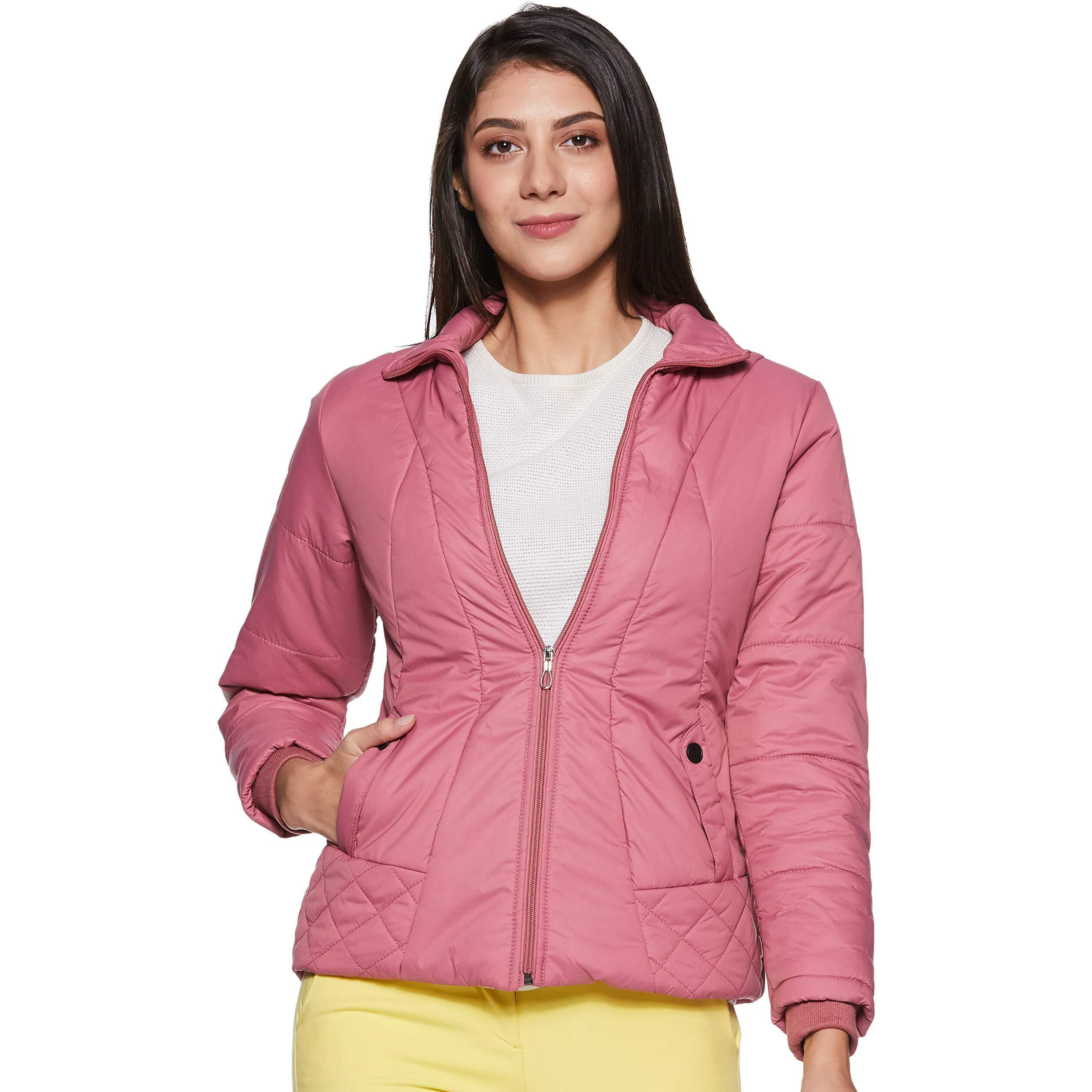 Qube By Fort Collins Nylon Women's Standard Length Parka Coat (43310Az_Dark Pink_Xl)