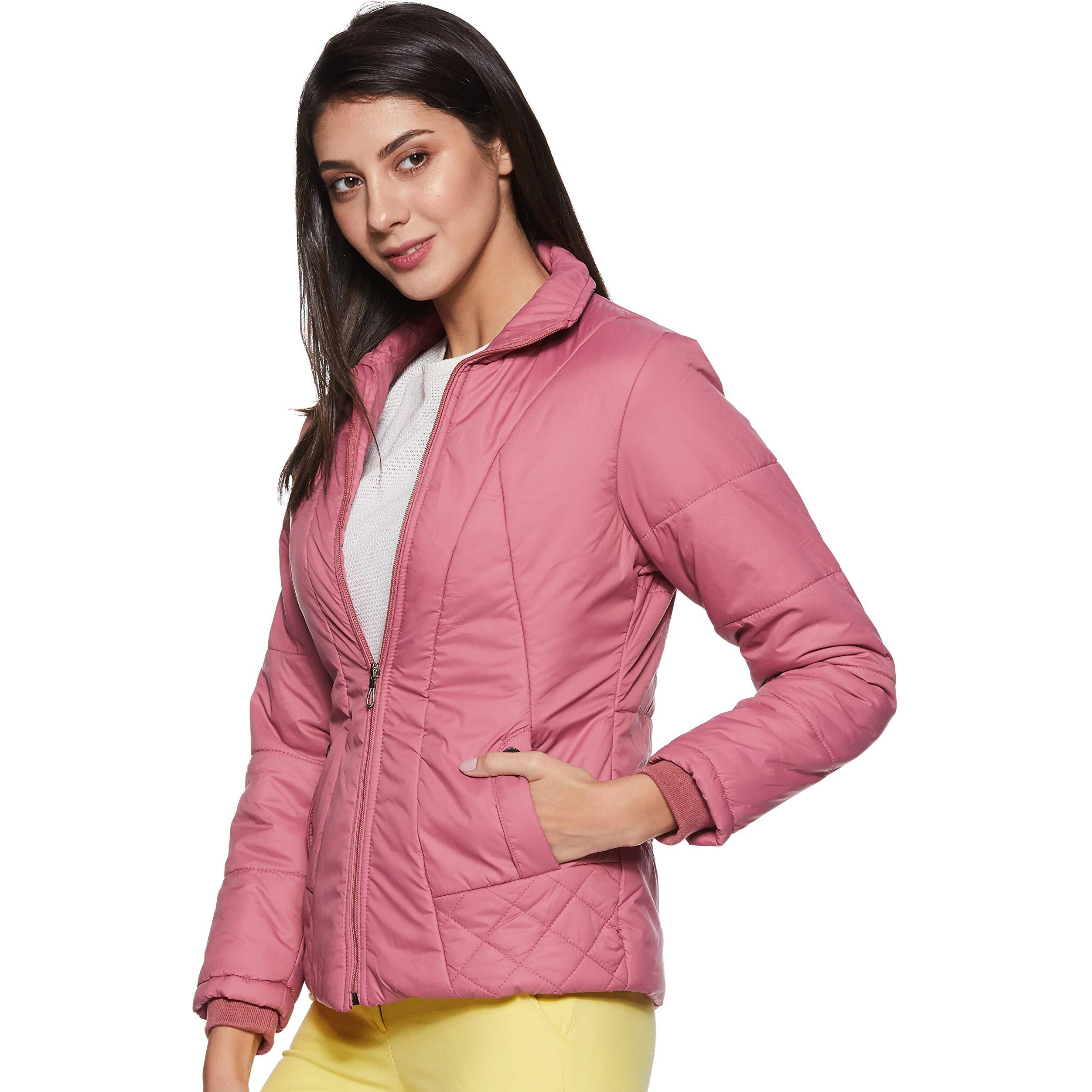 Qube By Fort Collins Nylon Women's Standard Length Parka Coat (43310Az_Dark Pink_Xl)