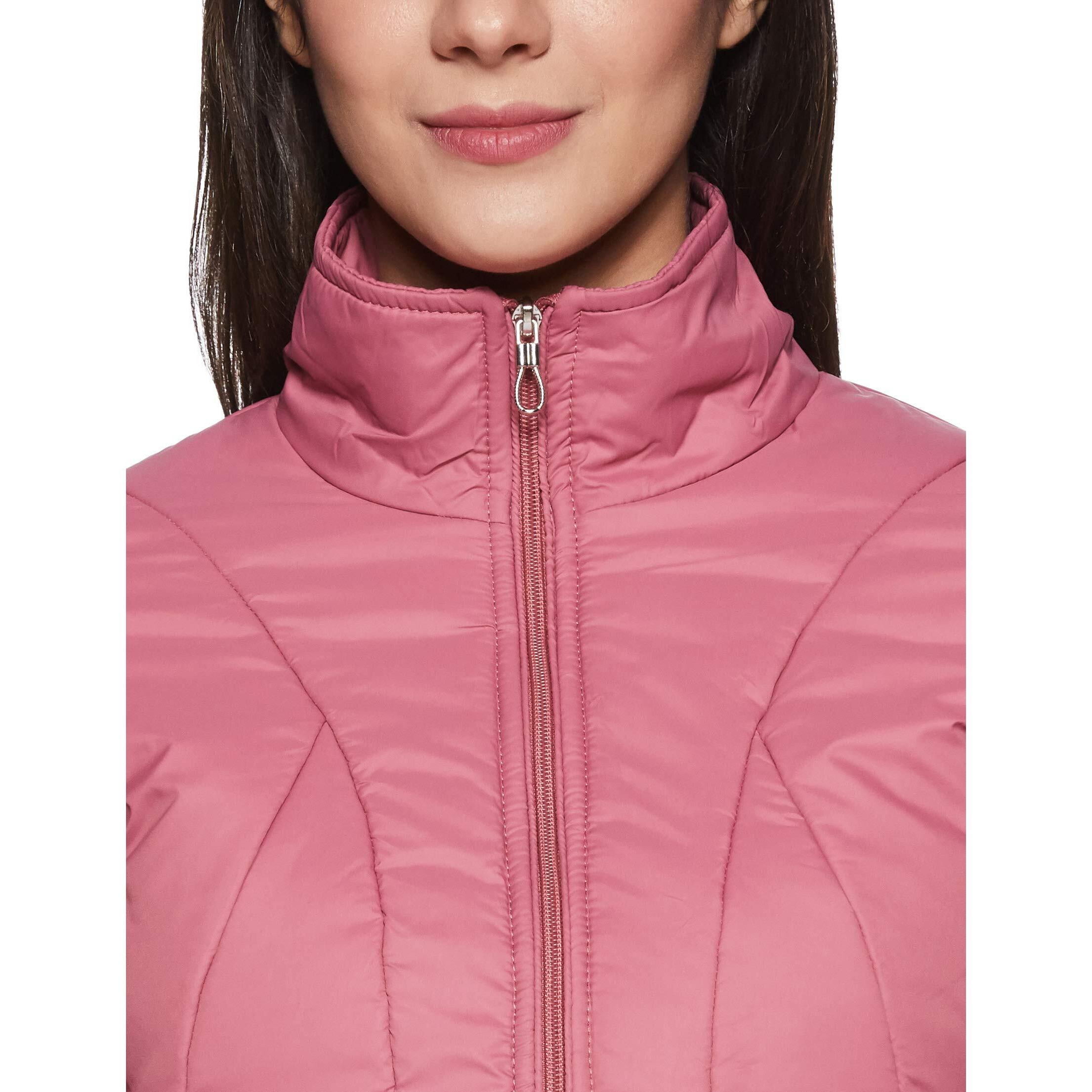 Qube By Fort Collins Nylon Women's Standard Length Parka Coat (43310Az_Dark Pink_Xl)