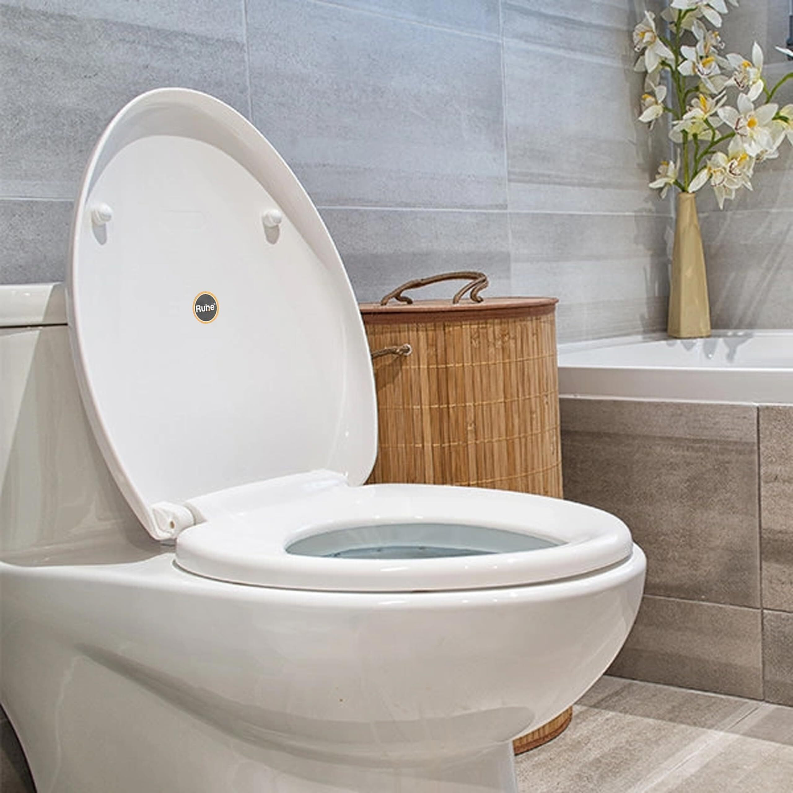 Ruhe Super Round Toilet Seat Cover | Premium Pvc Western Commode Toilet Seat Cover | Non-Slip Point And Durable Seat Cover | Easy Installation | White Color
