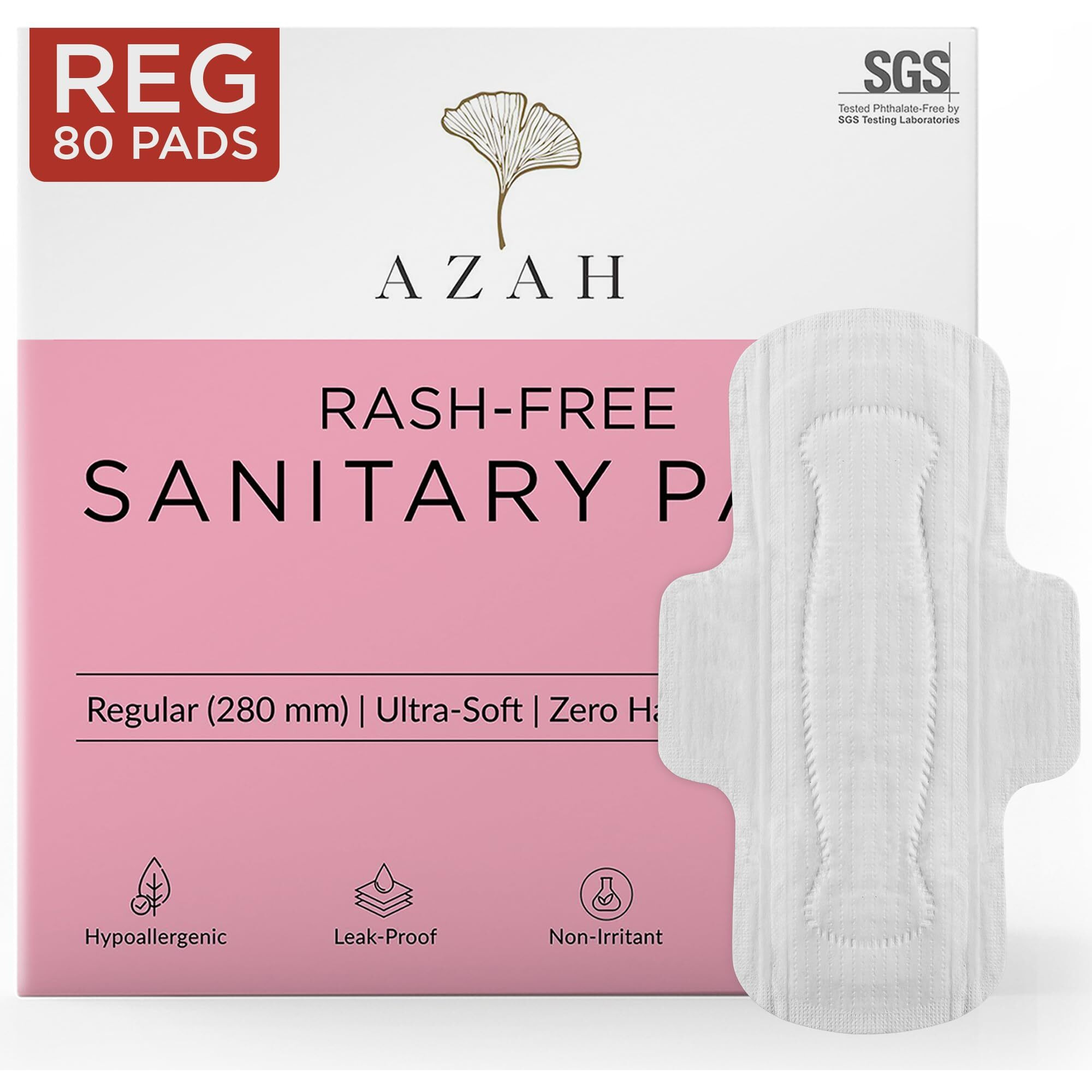 Azah Sanitary Pads For Women Regular [Pack Of 80] 100% Rash-Free Sanitary Napkins | 3X More Absorption, Cottony Soft And Dry Top Cover For Heavy Flow | Toxin Free, Locks Odour, Leak-Proof