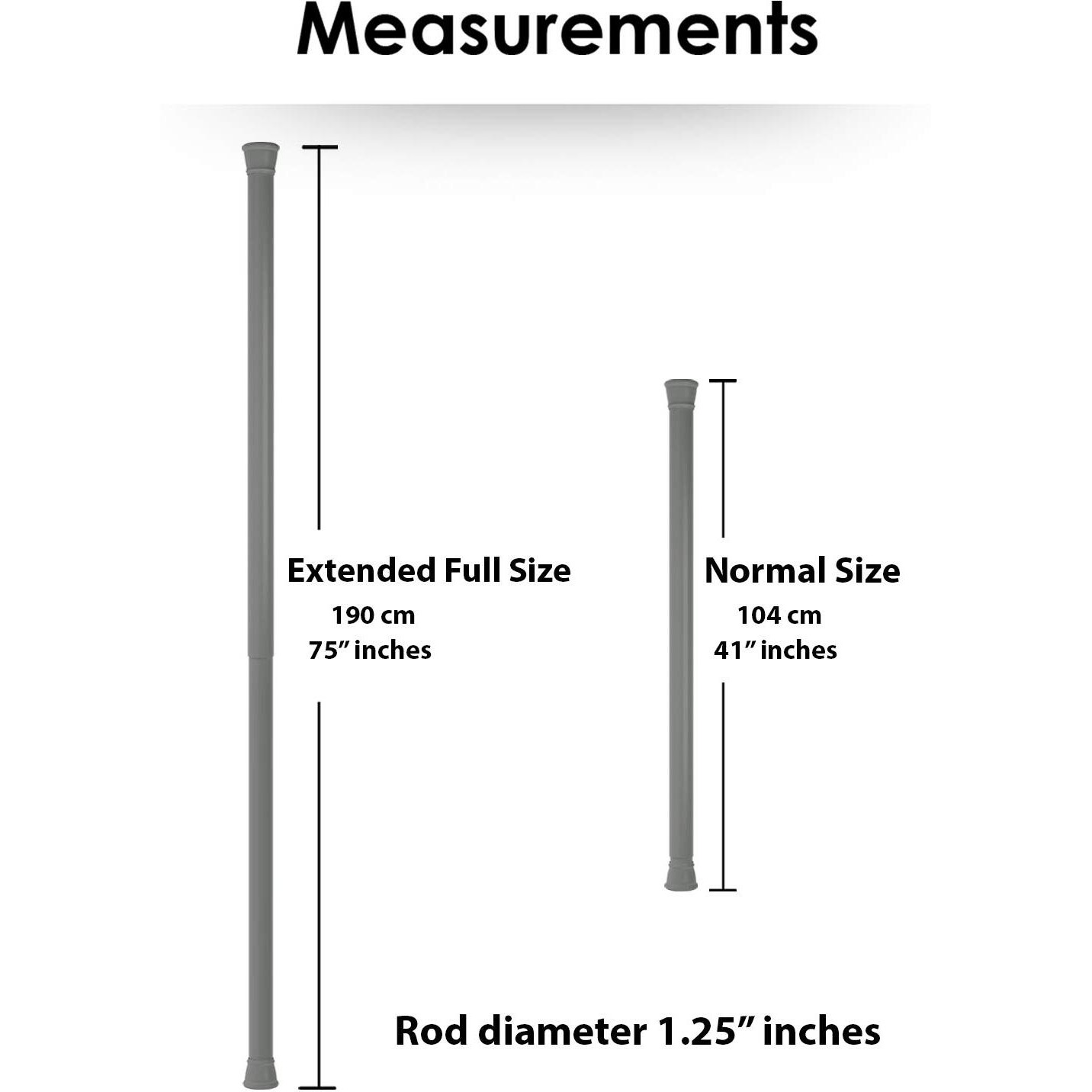 Story@Home Simple Lightweight Rustproof Metal Adjustable -Length Shower Curtain Tension Rod - 41-70 Inch, Grey