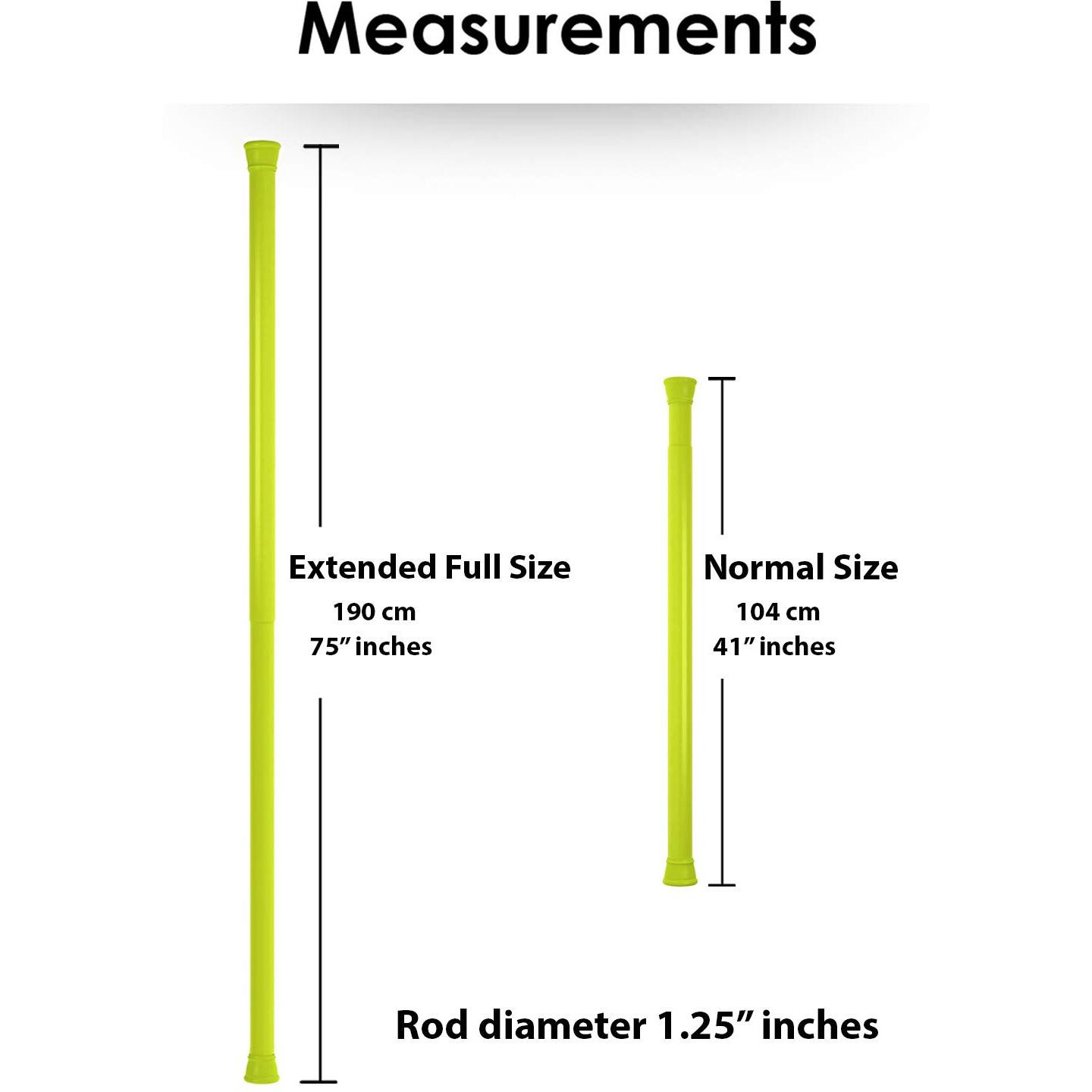 Story@Home - Shower Curtain Rod, Adjustable Curtain Rod, Tension Spring Installation (No Tools Needed), Sturdy & Rust-Proof Curtain Rod, 41-70 Inches, Neon Green