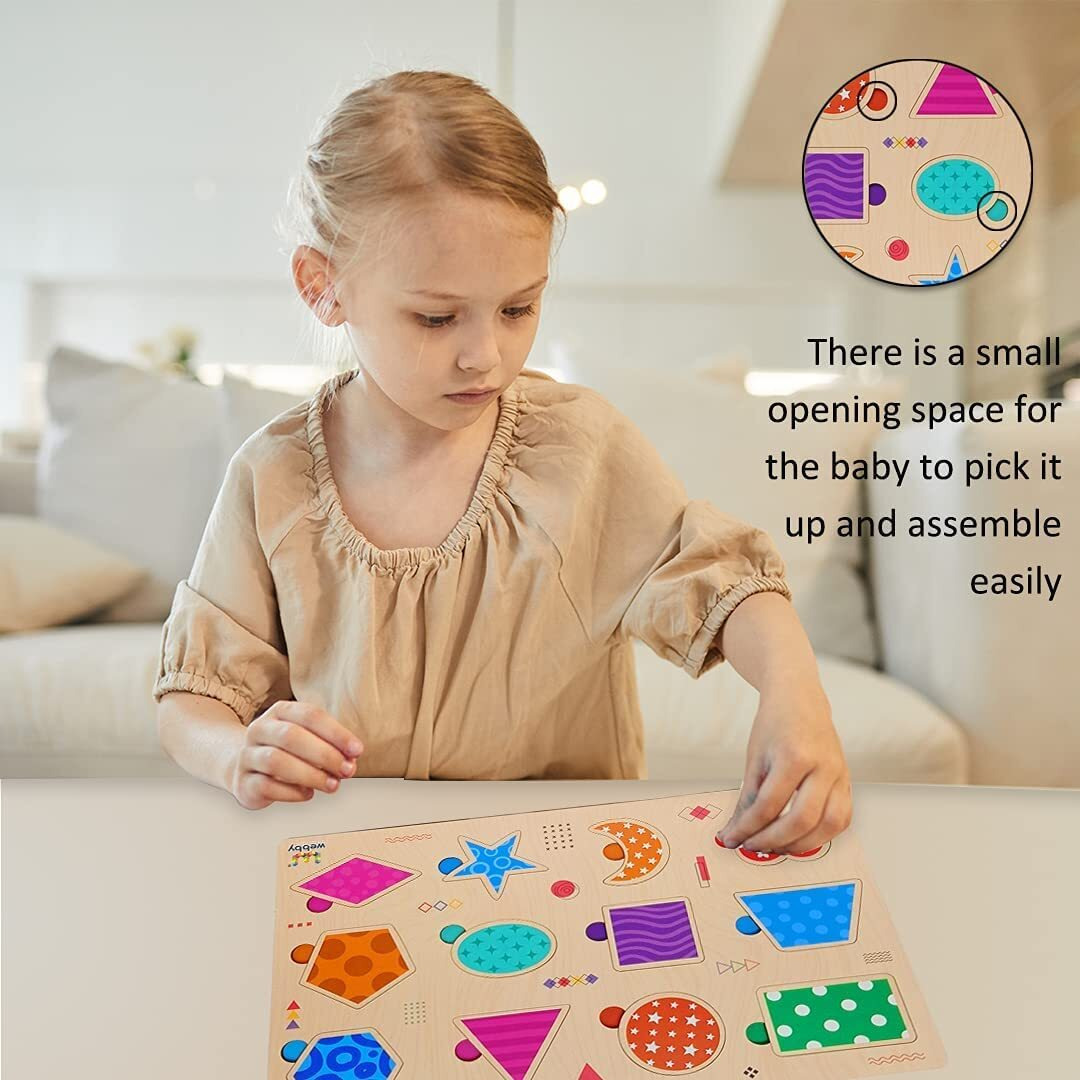 Webby Wooden Educational Colorful Alphabets, Counting Numbers, Fruits, Sea Animals, Public Transport And Shapes Puzzle For Preschool Kids - Set Of 6