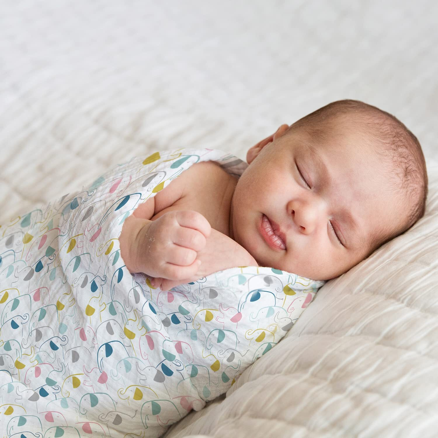 Haus And Kinder 100% Cotton Muslin Swaddles Wrap For Newborn Baby - Soft Swaddle Cloth For New Born, Muslin Baby Swaddle Wrap For New Born, New Born Swaddle, 100X100 Cm, Pack Of 4, Aloha Collection
