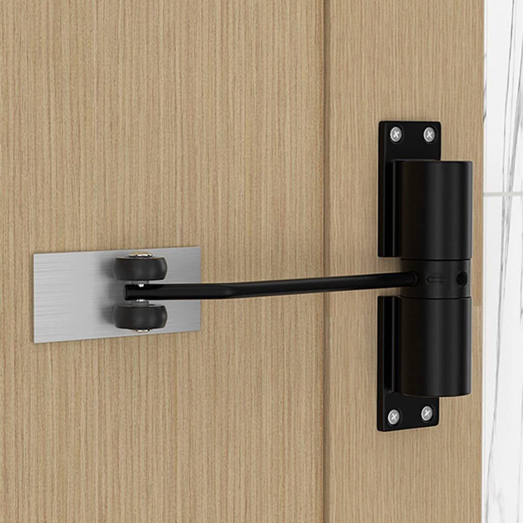 Hasthip Door Closer, Zinc Alloy Automatic Safety Spring Door Closer, Adjustable Closing Door Hinge, Quiet Door Closer For Wooden Door, Metal Door, Security Door, Weight Up To 30 Kgs (Black)