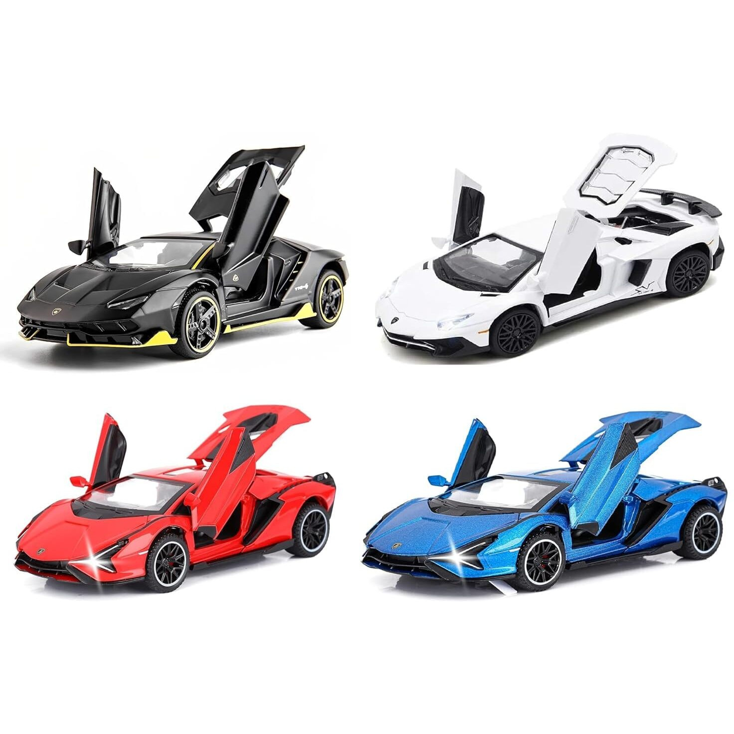 Kiddie Galaxia Die-Cast Metal Lamborghini Car Toy Model Car Pull Back Car Super Car With Openable Doors With Sound & Light For Birthdays Gift Party Decorations Great For Kids Boys Girls&Adults,Black