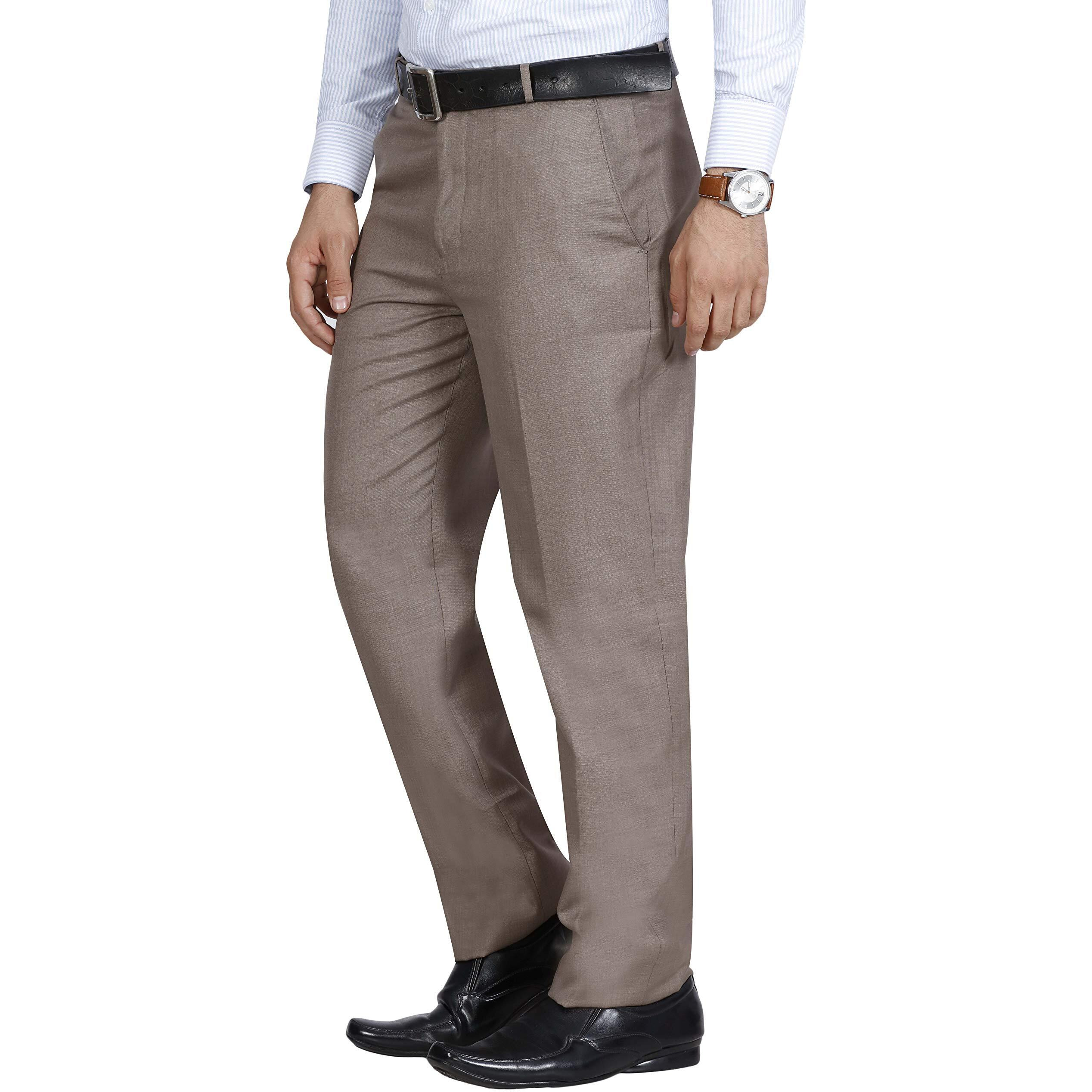 Mc Henry Men's Solid Formal Regular Fit Polyviscose Beige Trousers(Beige4005-34_ColorBeige_Size34)