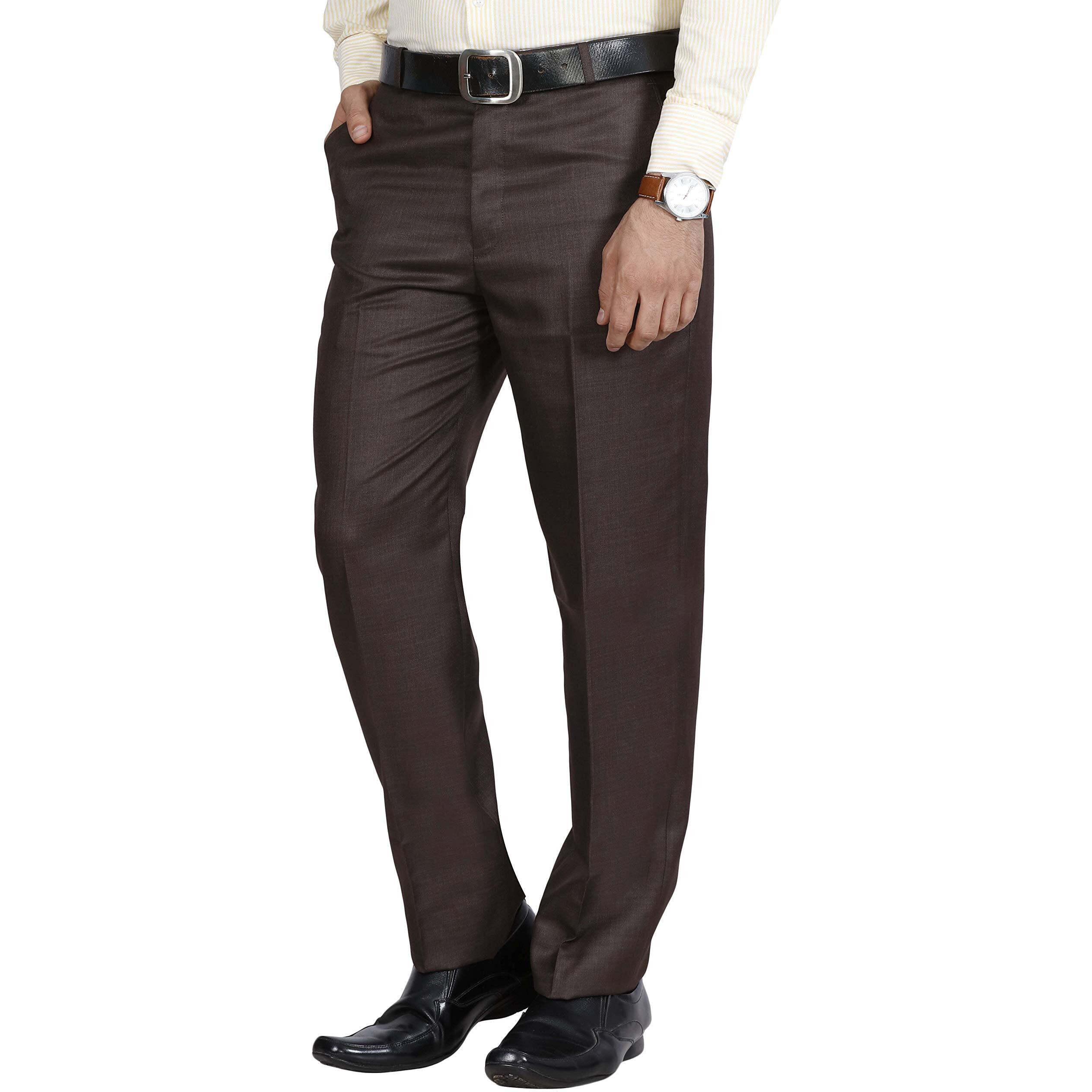 Mc Henry Men's Solid Formal Regular Fit Polyviscose Darkbrown Trousers(Brown4003-32_ColorBrown_Size32)