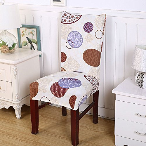 Styleys Polyester Elastic Circle Print Stretchable Removable Washable Dining Chair Cover Slipcovers - Set Of 4 Chair Cover Sd07