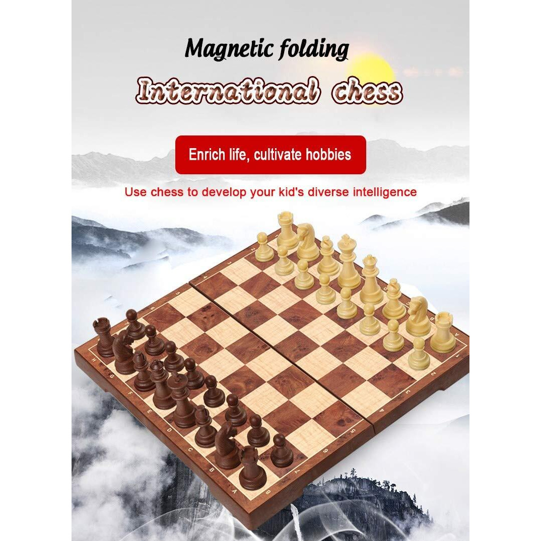 Pluspoint Woodlike Folding Magnetic Chess Set Travel Friendly Chess Board Game With 32 Pieces And 24 Coins, Educational Toys For Kids And Adults, Size 12X12Inch (Chess Game)
