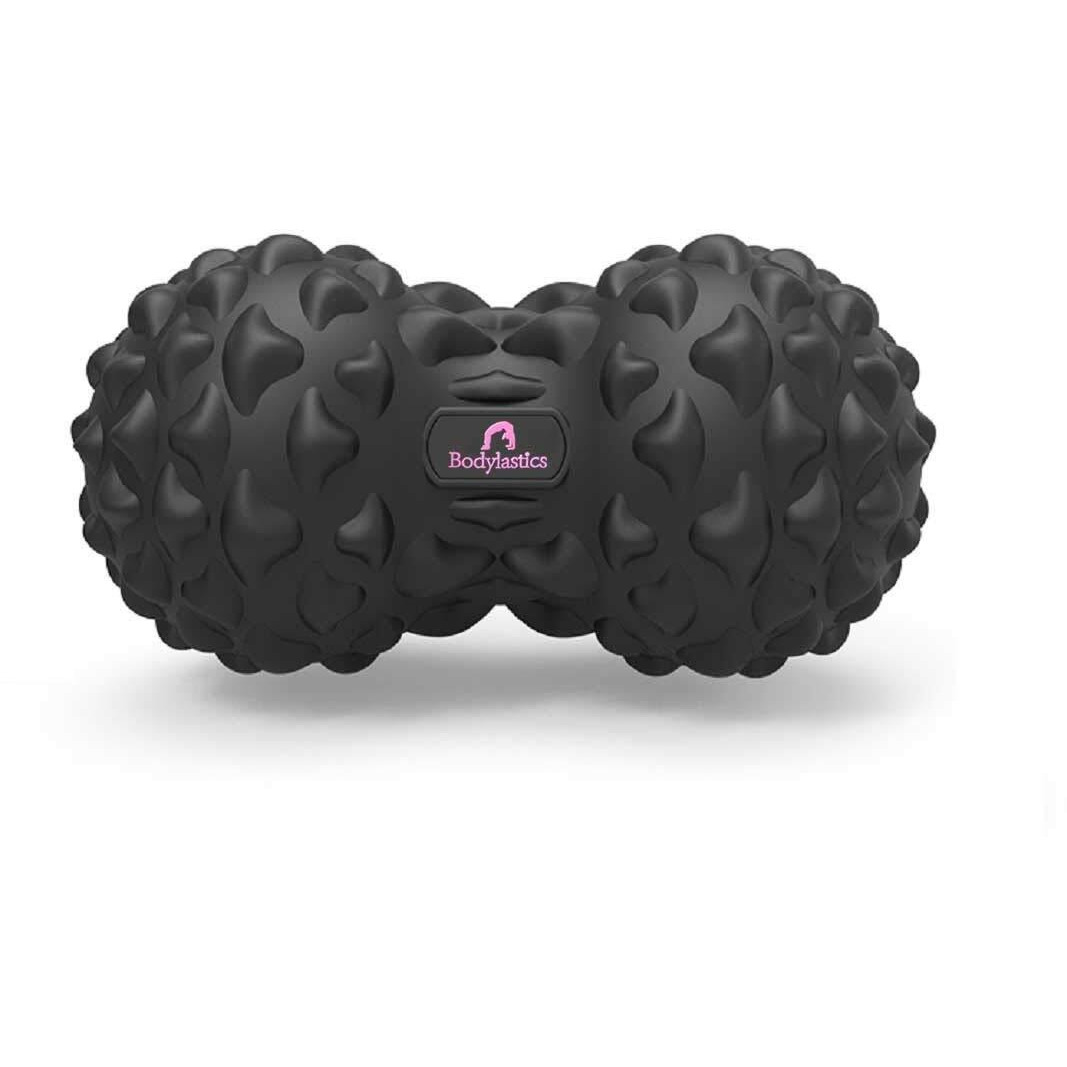 Bodylastics Cobblestone Deep Tissue Peanut Massage Ball For Total Body Deep Tissue Massage, Trigger Point Therapy, Muscle Knots, Myofascial Release (Cobblestone Peanut - Black)