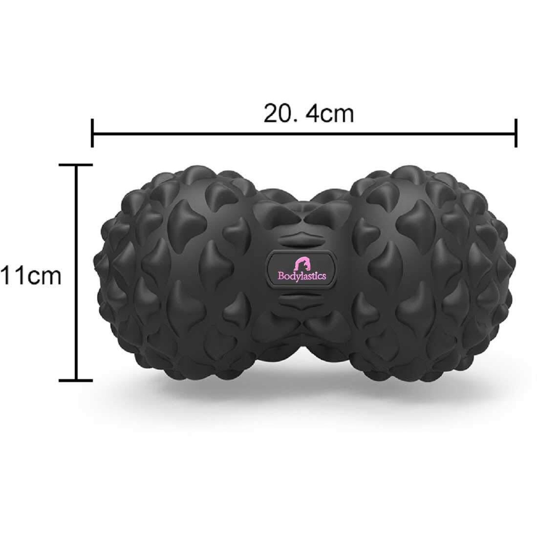 Bodylastics Cobblestone Deep Tissue Peanut Massage Ball For Total Body Deep Tissue Massage, Trigger Point Therapy, Muscle Knots, Myofascial Release (Cobblestone Peanut - Black)