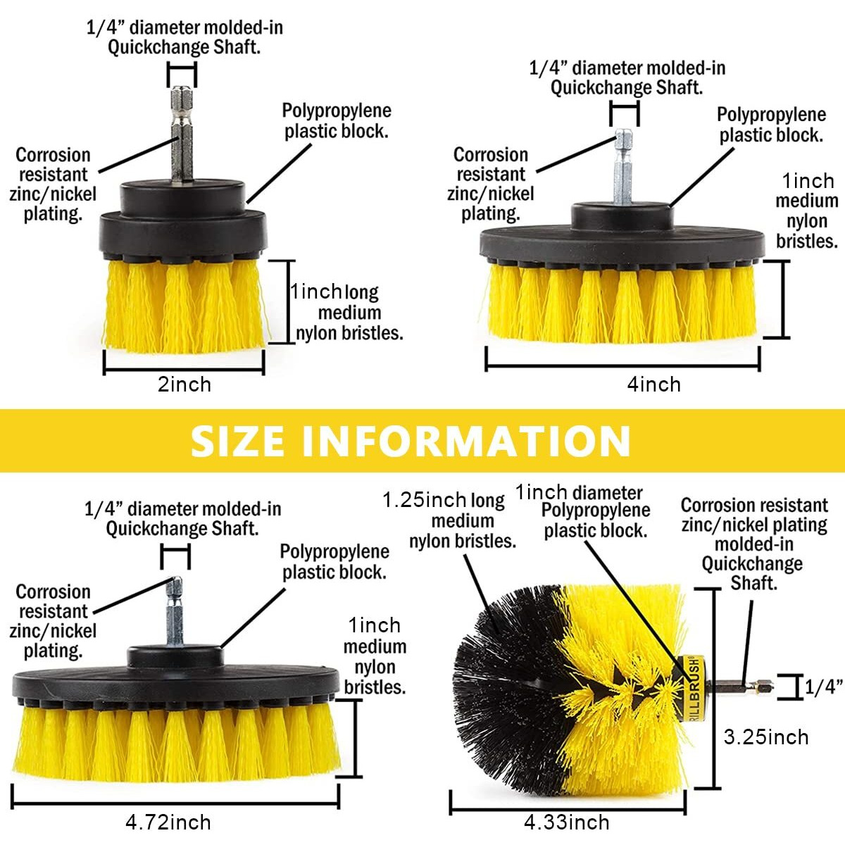 Sthira 5Pcs Power Drill Scrubber Brush Set, Multi-Function Drill Brush Attachment, 5 Type Of Scrubber, Scrubber Brush For Bathroom, Floor, Shower, Corner, Wheel Hub, Sink (Without Drill Machine)