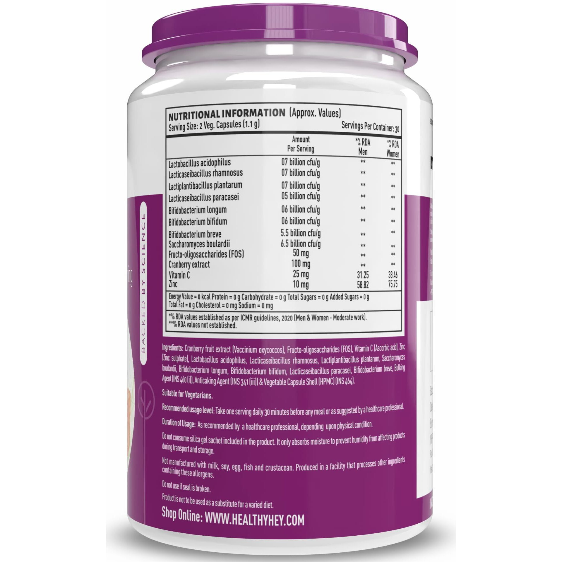 Healthyhey Nutrition Probiotics 50 Billion Cfu Multi- Strains, 60 Veg. Capsules, Targeted Release Technology, Stomach Acid Resistant, No Need For Refrigeration, Non-Gmo, Gluten-Free