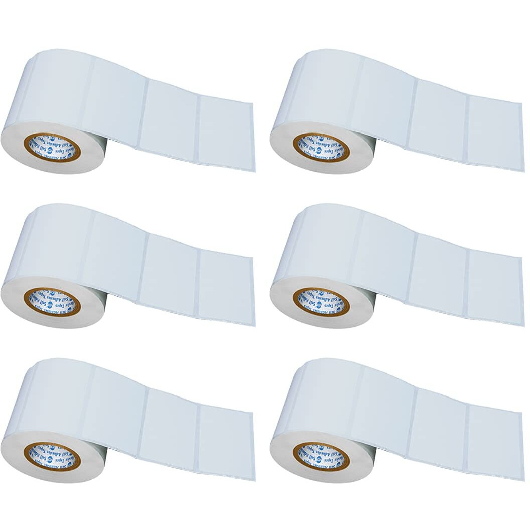 Vcr 2.5 X 1.5 Direct Thermal Barcode Label Sticker - 2.5 X 1.5 Inches - 60Mm X 40Mm - 500 Labels Per Roll - Pack Of 6 Rolls - White Self Adhesive Sticker For Printing Barcoding Labels 1 Inch Core