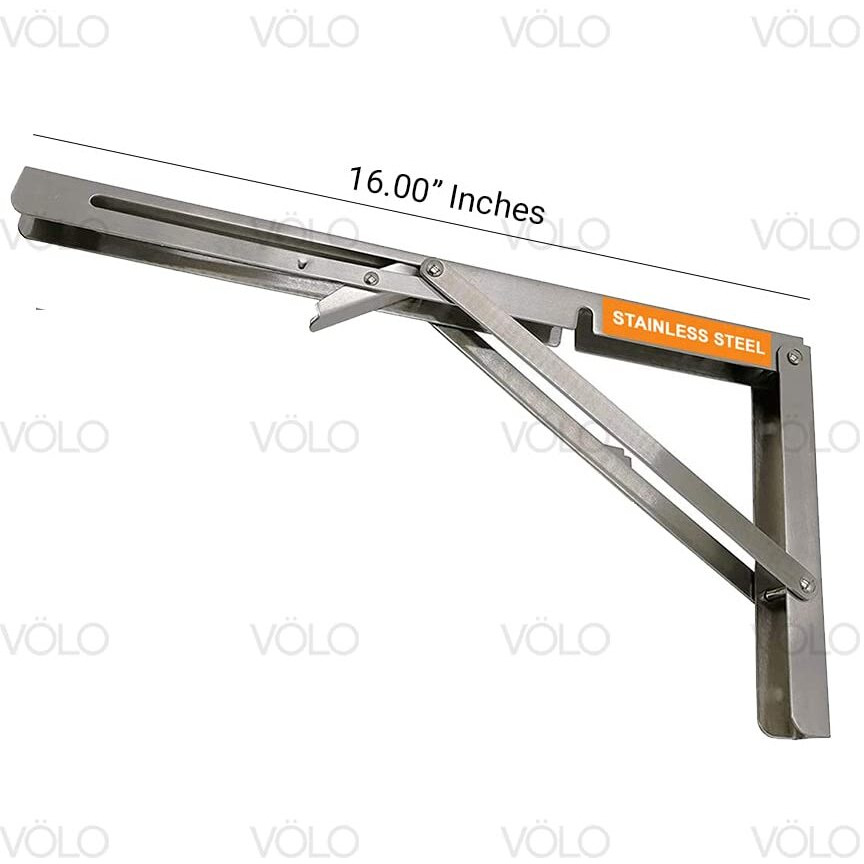 Volo Premium 300Mm/ 16" Foldable Steel Multipurpose Bracket, Shelf Bracket, L Bracket, Wall Brackets, Wall Angle Bracket, Folding Table Bracket With Fittings For Fold Down Table.(Pack Of 1)