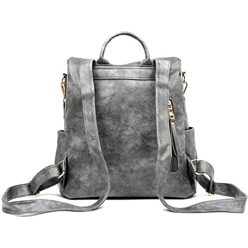 Inovera (Label) Girl's Vegan Leather Travel Casual Collage Standard Backpack With Shoulder Strap - Grey, 31 Litres