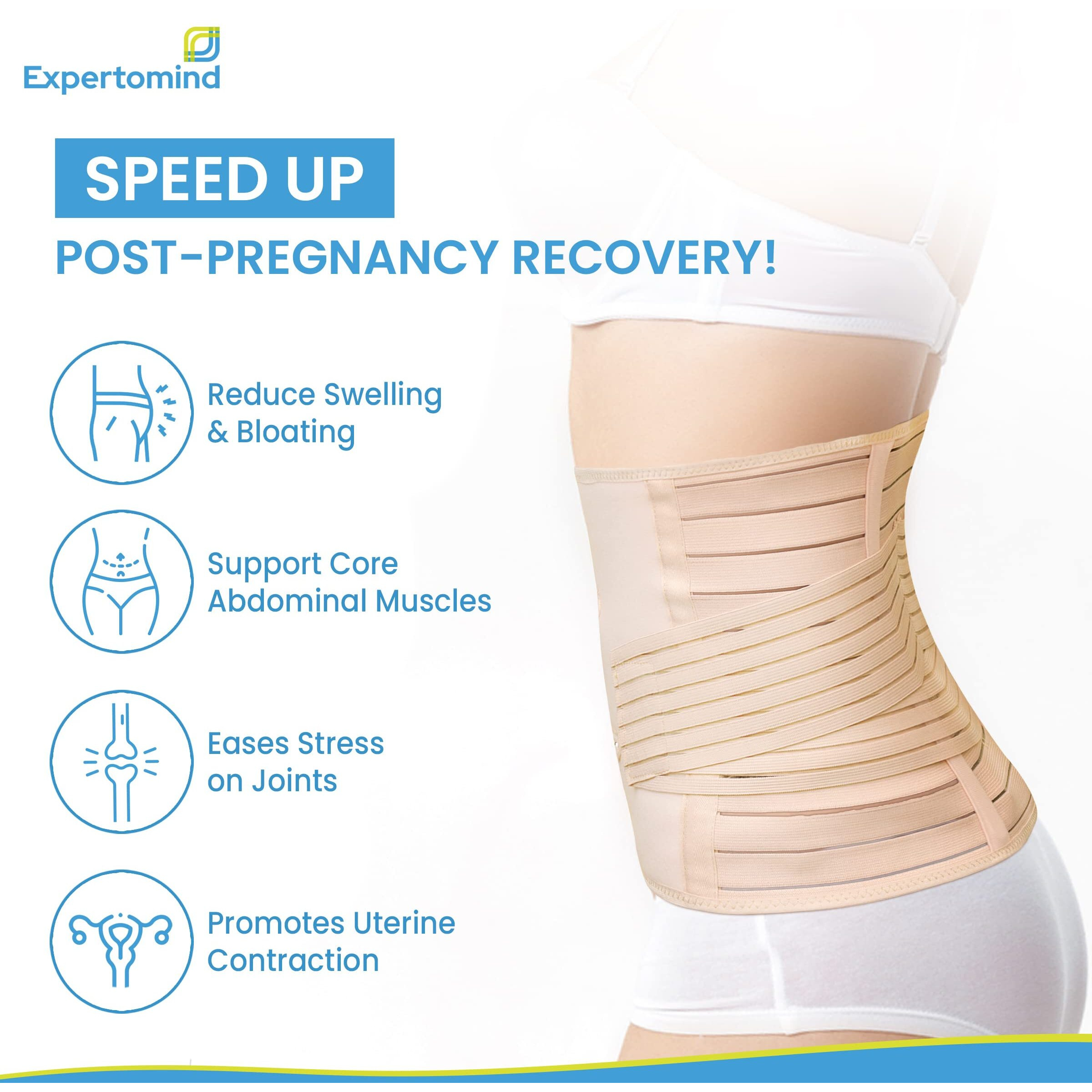 Expertomind Maternity Belt After Delivery C Section 2-In-1 Abdominal Belt For Women Body Shaper Medium Size Abdominal Binder And Maternity Belt