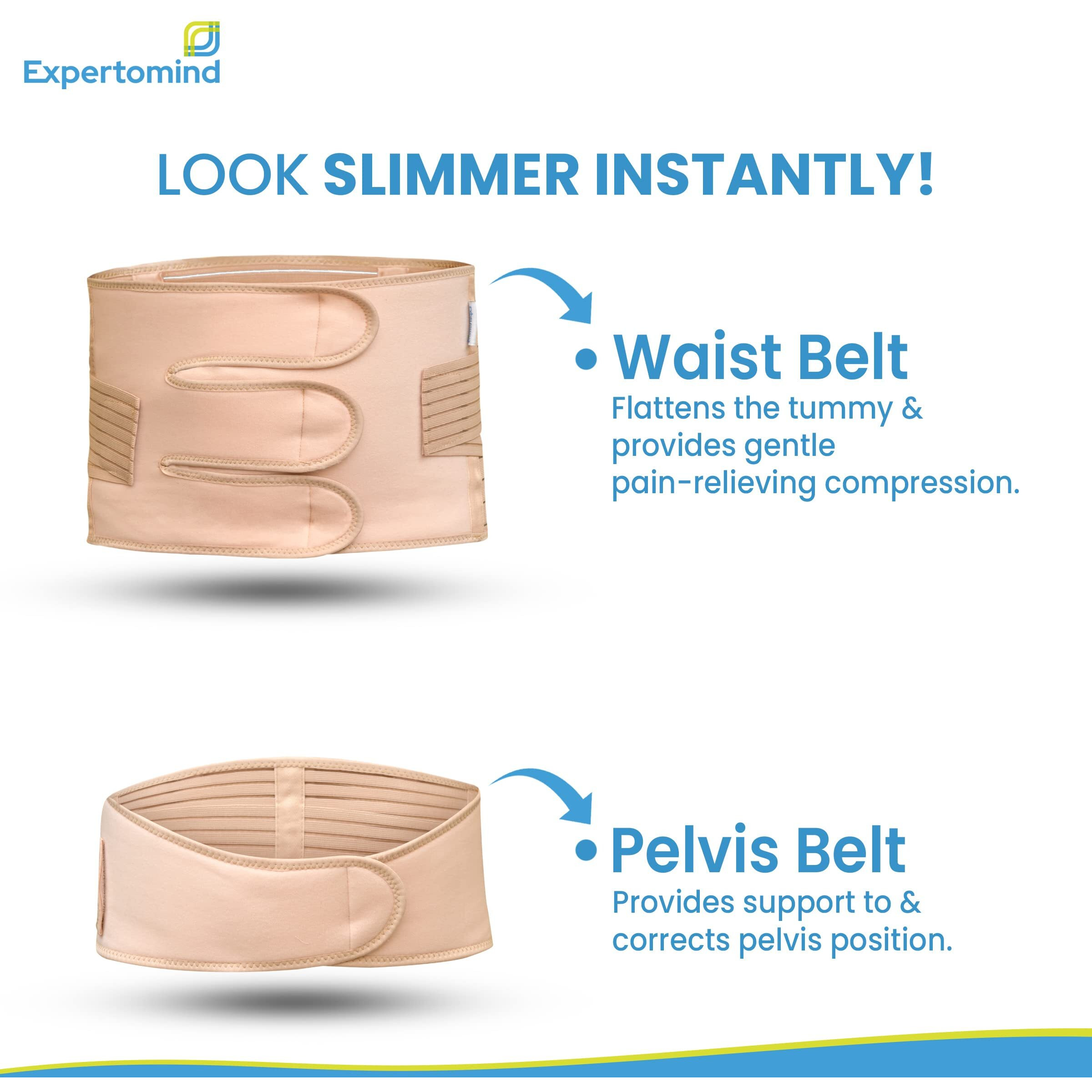 Expertomind Maternity Belt After Delivery C Section 2-In-1 Abdominal Belt For Women Body Shaper Medium Size Abdominal Binder And Maternity Belt