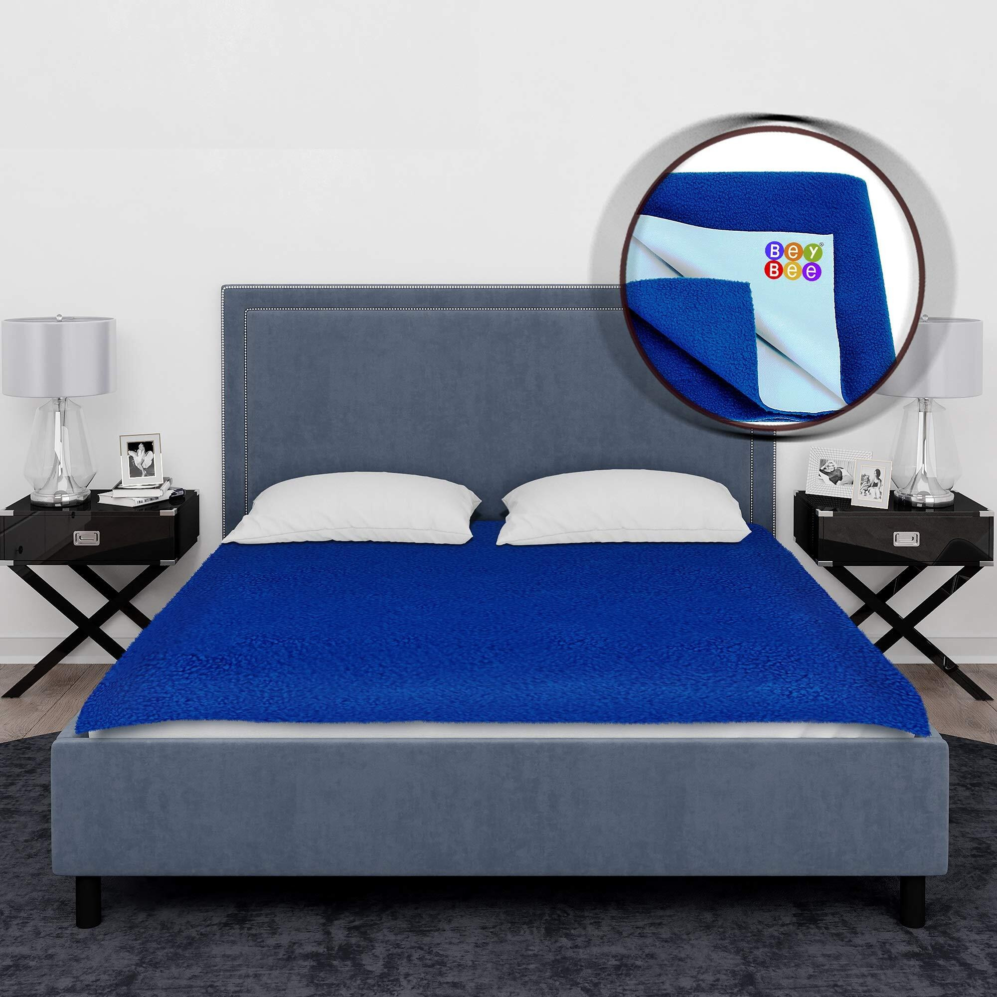 Beybee Bed Protector Waterproof For Baby Double Bed Size- 200Cm X 260Cm, Royal Blue