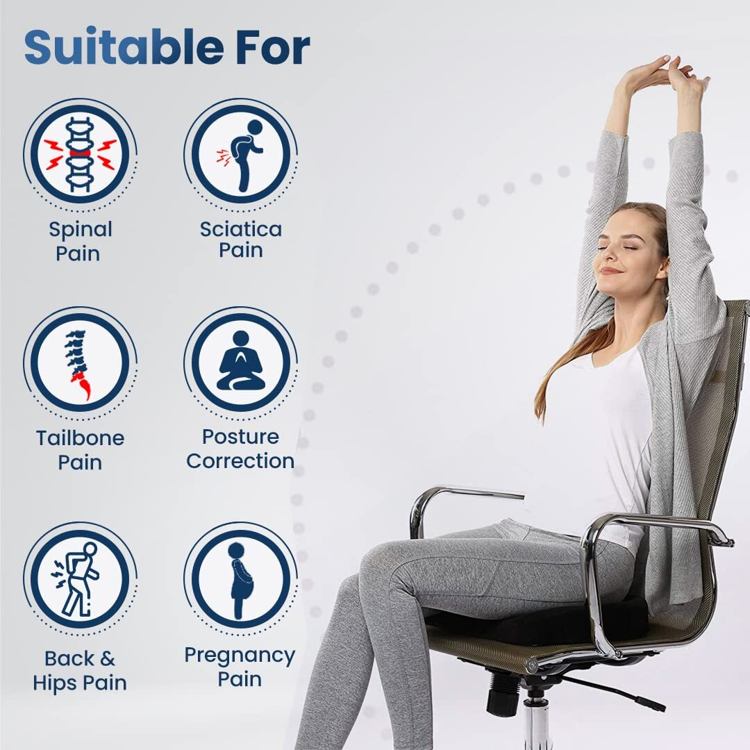 Dr Trust (Usa) Non-Slip Orthopedic Coccyx Seat Cushion For Tailbone & Sciatica Pain Relief Hip Support