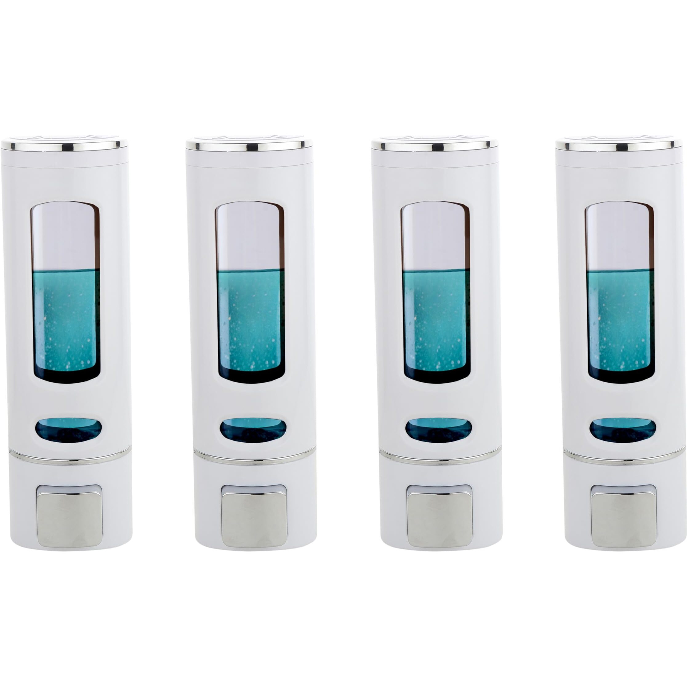 Bath Guru Abs Plastic Wall Mounted Soap Shampoo Conditioner Hand Wash Gel Dispenser Liquid Soap Sanitizer Dispenser For Bathroom Basin Kitchen Sink 400Ml Pack Of 4 White