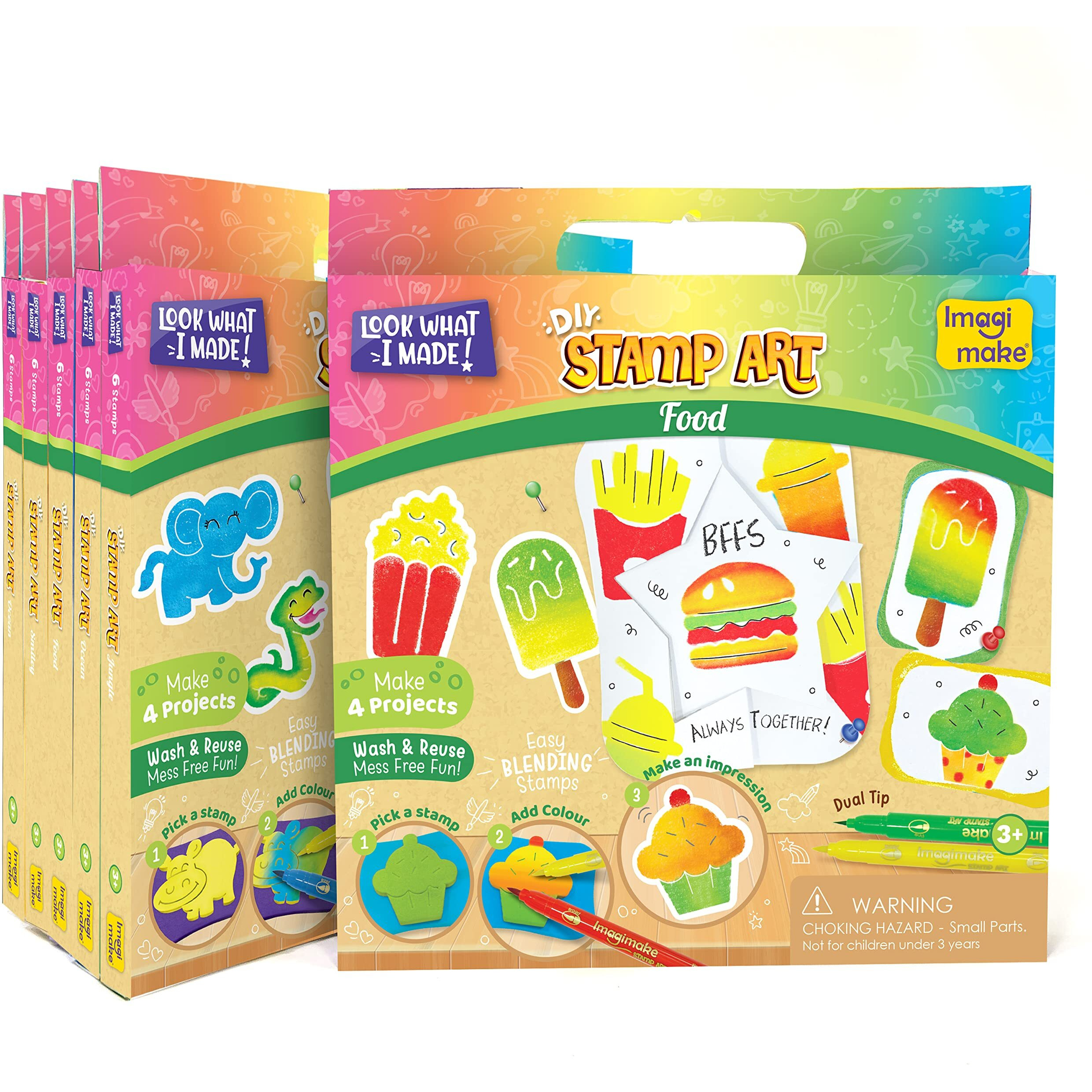 Imagimake Stamp Art - Diy Kids Art Set - Return Gift Combo For Birthday - Age 3 Years And Above - 6 Piece Assorted Theme Set