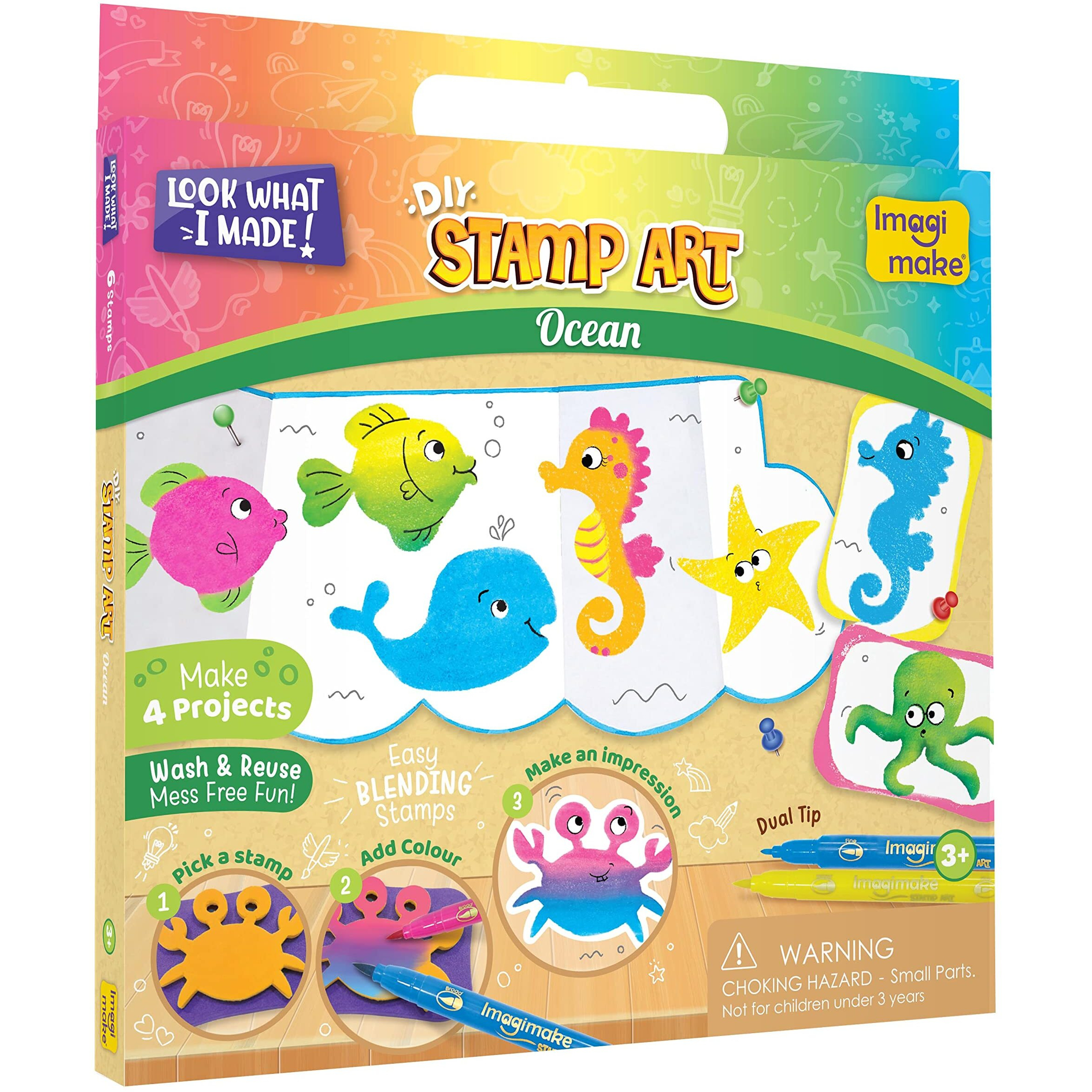 Imagimake Stamp Art - Diy Kids Art Set - Return Gift Combo For Birthday - Age 3 Years And Above - 6 Piece Assorted Theme Set