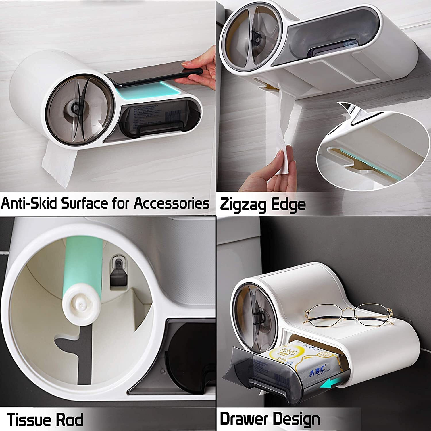 Zollyss Magic Sticker Series Plastic Self Adhesive Waterproof Toilet Paper Holder