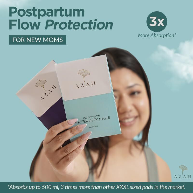 Azah Maternity Pads After Delivery For Women (Box Of 50) Ultra-Absorbent Xxxl Pads For Women | Maternity Pads Made For Heavy Flow, Postpartum Flow & Overnight Flow | Without Disposable Bags