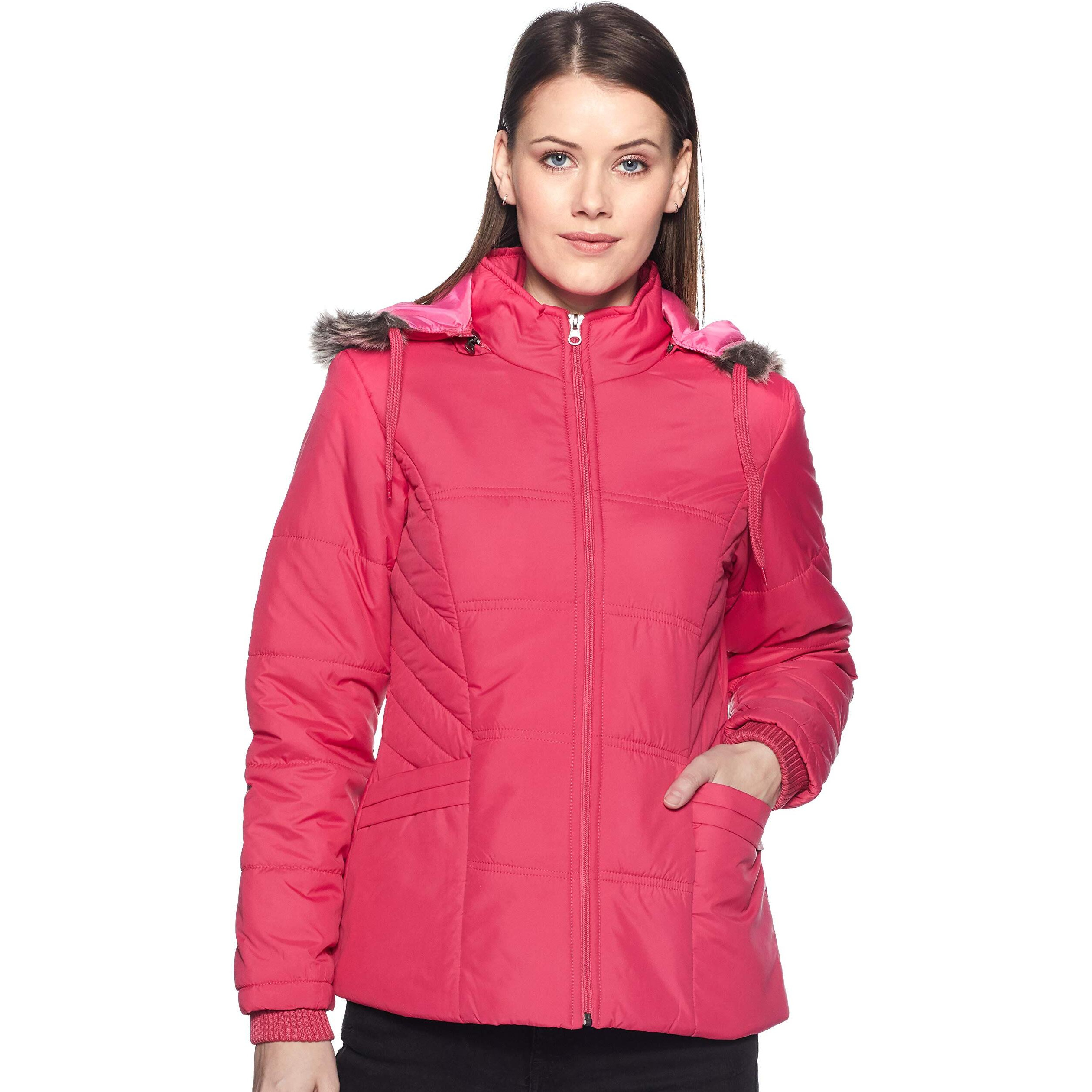 Qube By Fort Collins Nylon Women's Standard Length Parka Coat (89230_Gajri_L)