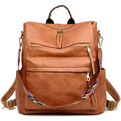 Inovera (Label) Girl's Vegan Leather Travel Collage Standard Backpack With Shoulder Strap - Brown, 31 Litres