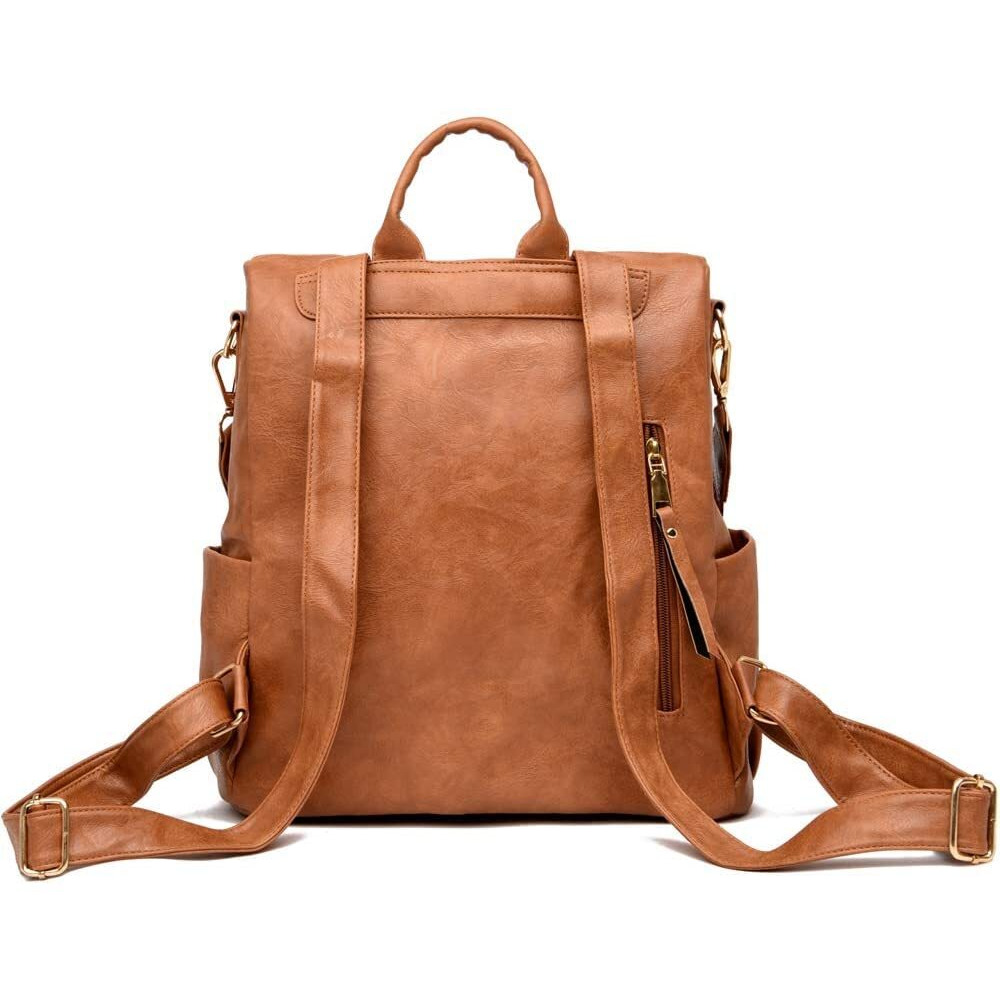 Inovera (Label) Girl's Vegan Leather Travel Collage Standard Backpack With Shoulder Strap - Brown, 31 Litres
