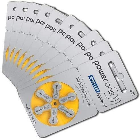 Power One P10 Hearing Aid Battery, 60 Pieces (Multi Color)