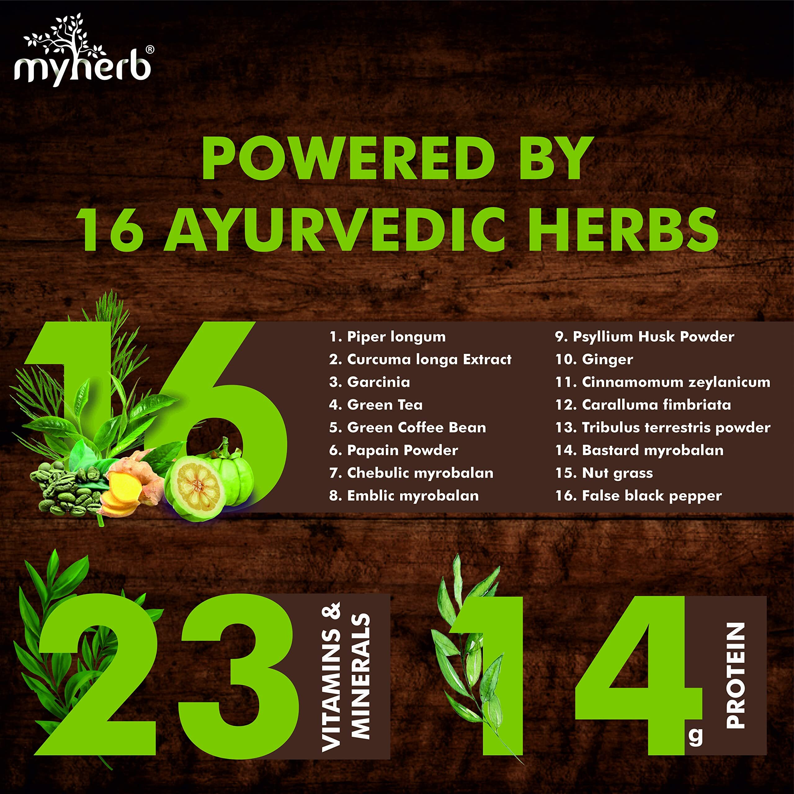 Myherb Slim Up Meal Replacement Shake With 15 Natural Herbal Blend (Ayurvedic Formula) For Weight Control&Management-13.5G Protein-23 Vitamins For Men&Women (Chocolate Milk Shake, 1000 Gm)
