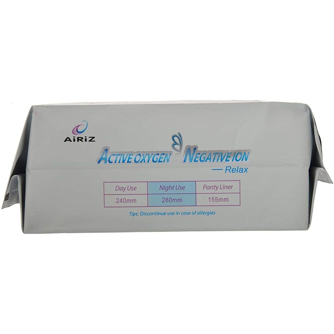 Airiz Active Oxygen & Negative Ion Relax Soft Cotton Sanitary Napkin For Night Use -(80 Pads In 10 Pack) Sanitary Napkin/Pad