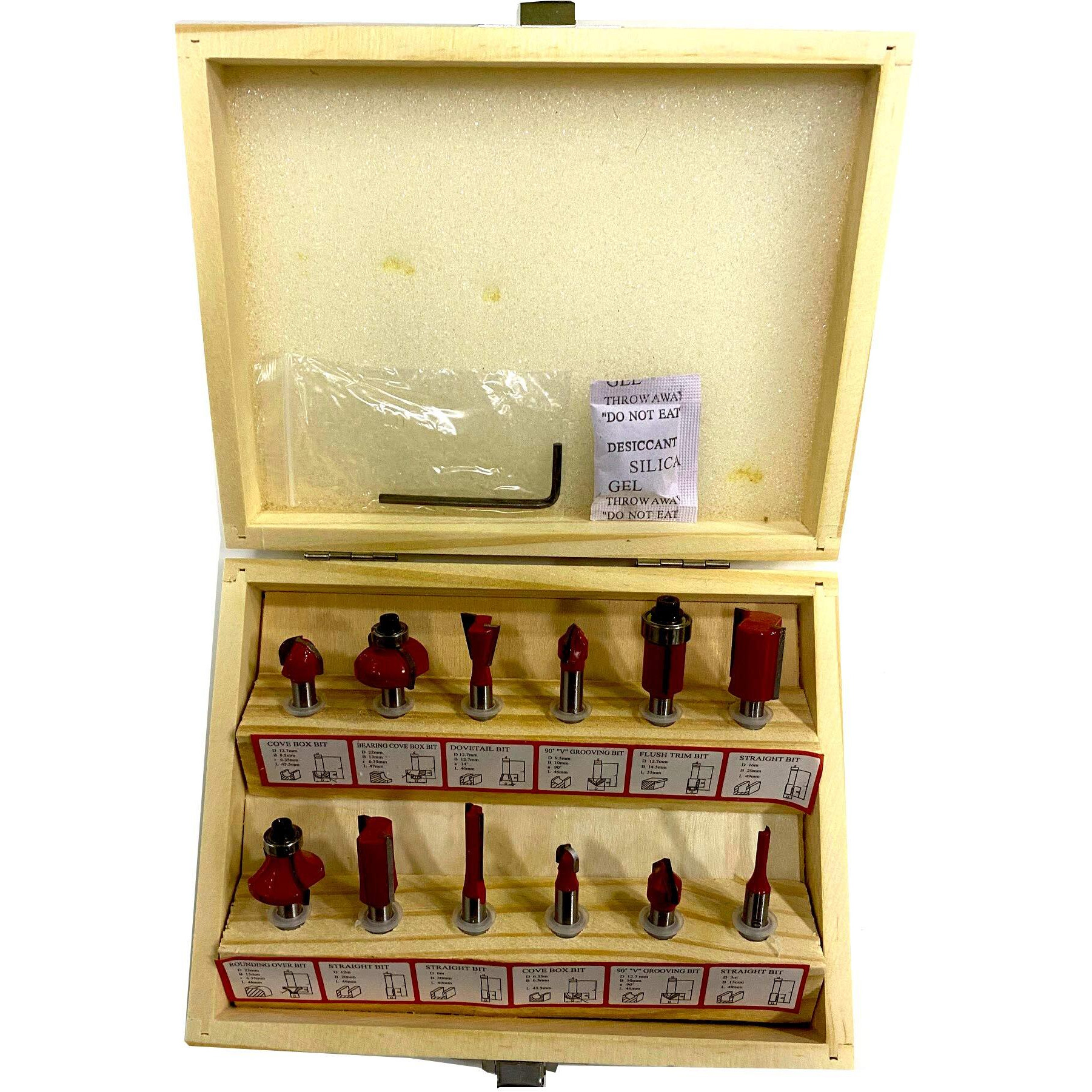 Jon Bhandari Tools 12Pc Premium Router Trimmer Bit Set 6Mm With Wooden Box Specially Designed For Wood Working