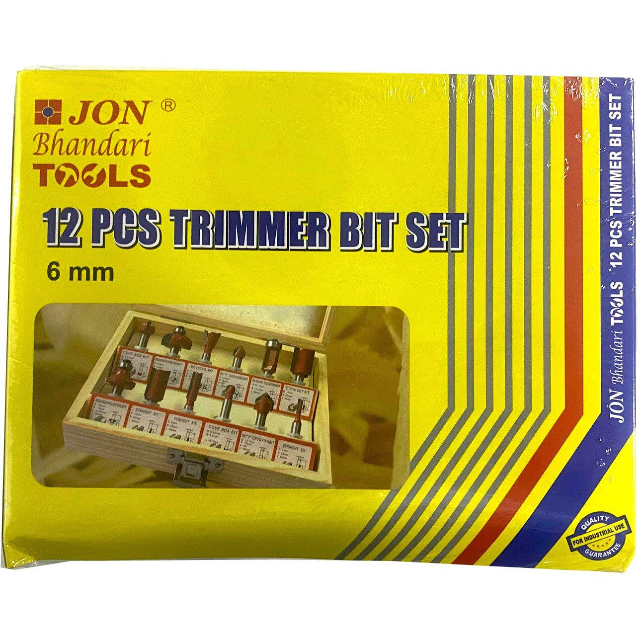 Jon Bhandari Tools 12Pc Premium Router Trimmer Bit Set 6Mm With Wooden Box Specially Designed For Wood Working