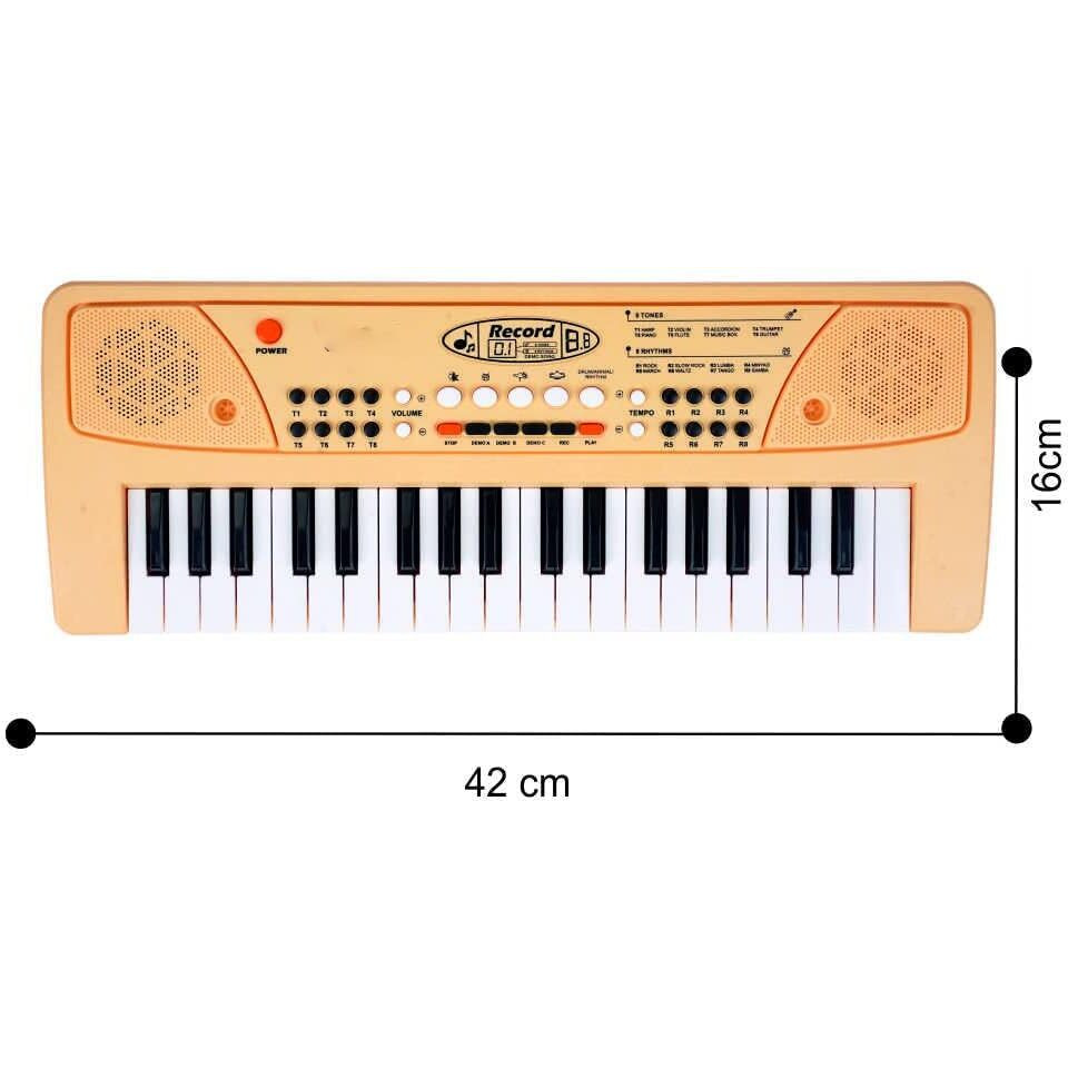 Gesto Piano For Kids With Mic Recorder - 37 Keys 8 Rhythms 8 Tones 6 Demos Portable Musical Toys, Keyboard Musical Instrument For Boys Girls | Baby Toy For Age 3 To 14 Years (Tan Color)