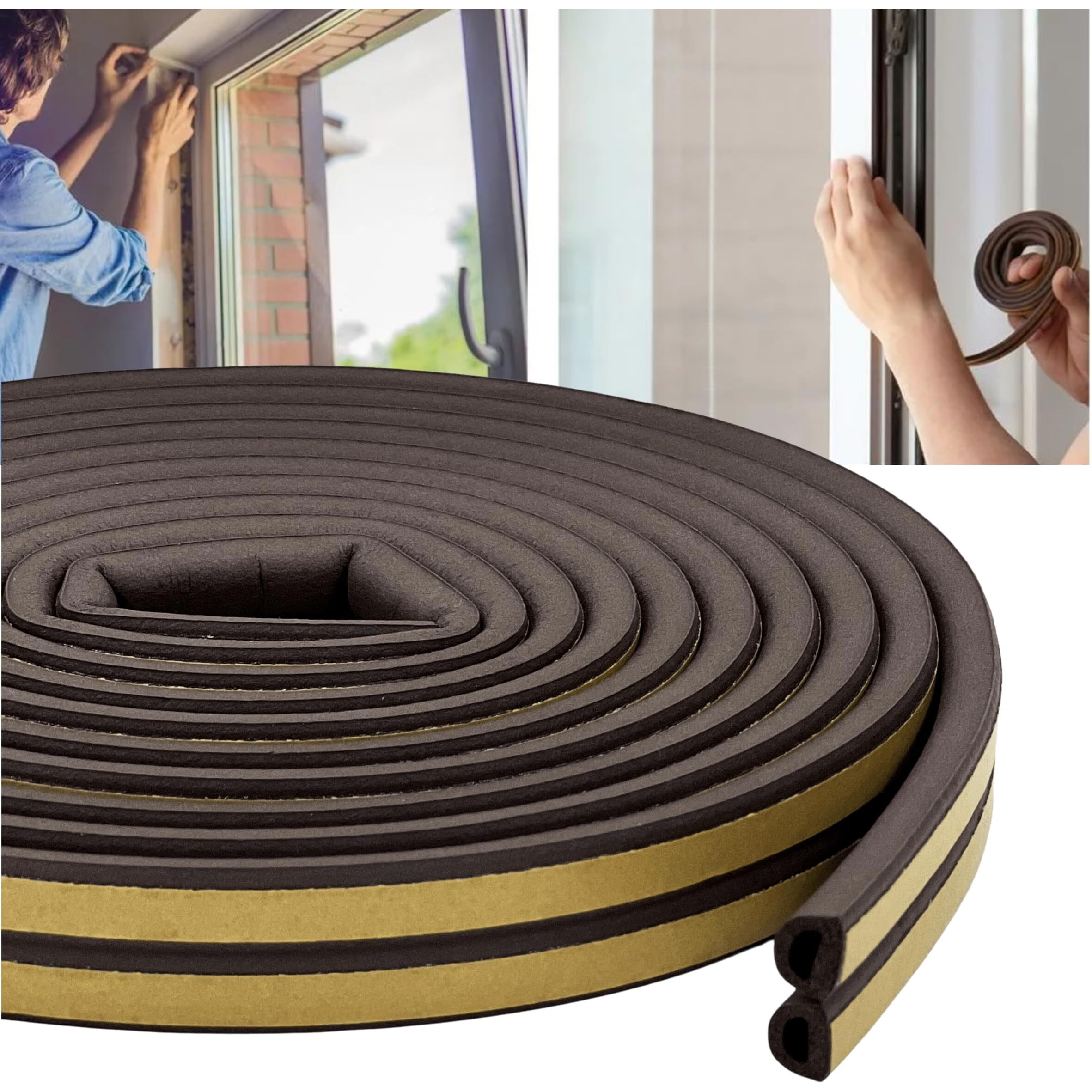 Mmt Acoustix Ethylene Propylene Diene Monomer Rubber Soundproofing, Dust Proof Door/Window Self Adhesive Door Seal (3 Piece, Brown)